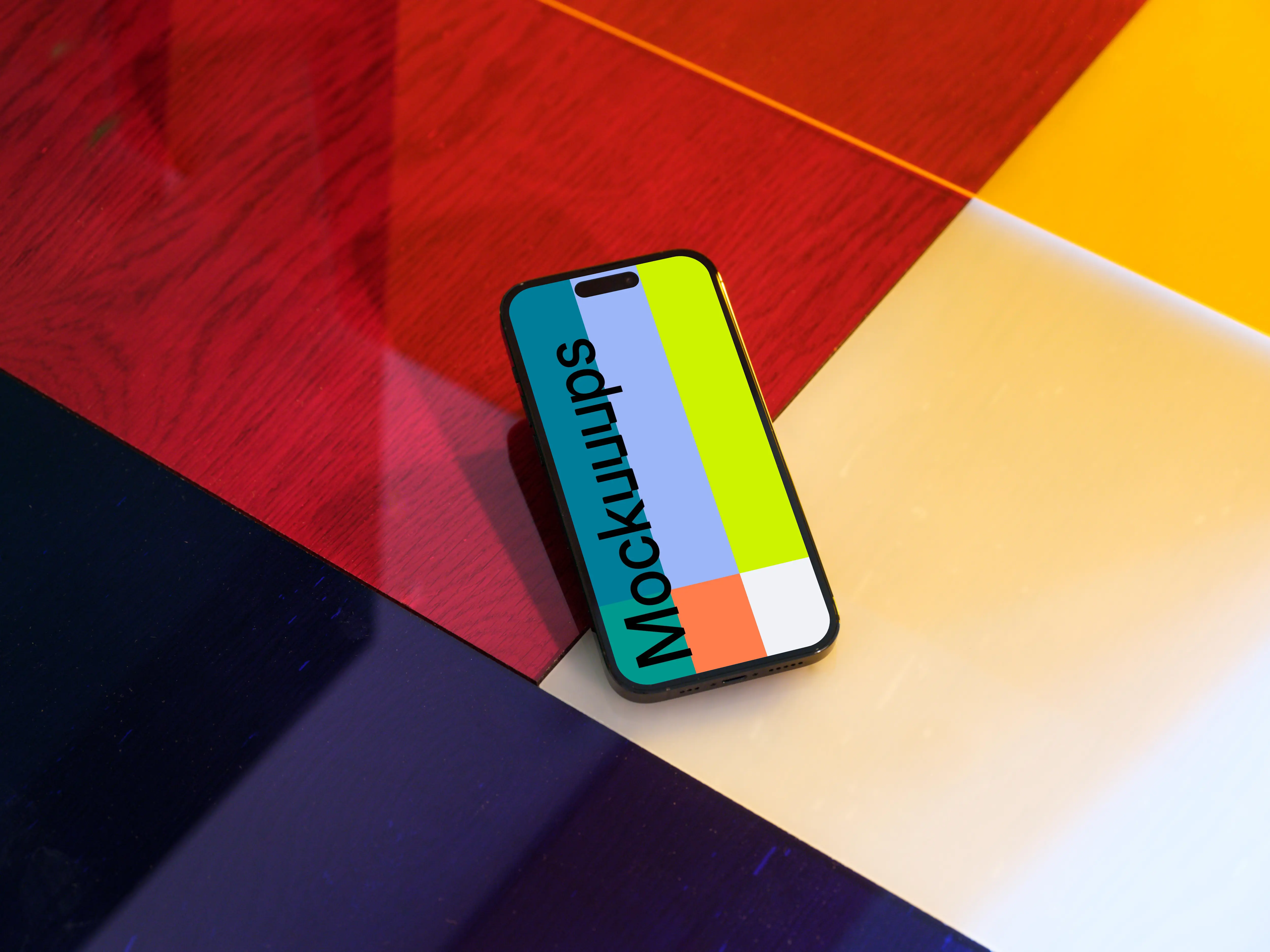 Multicolored background with iPhone mockup