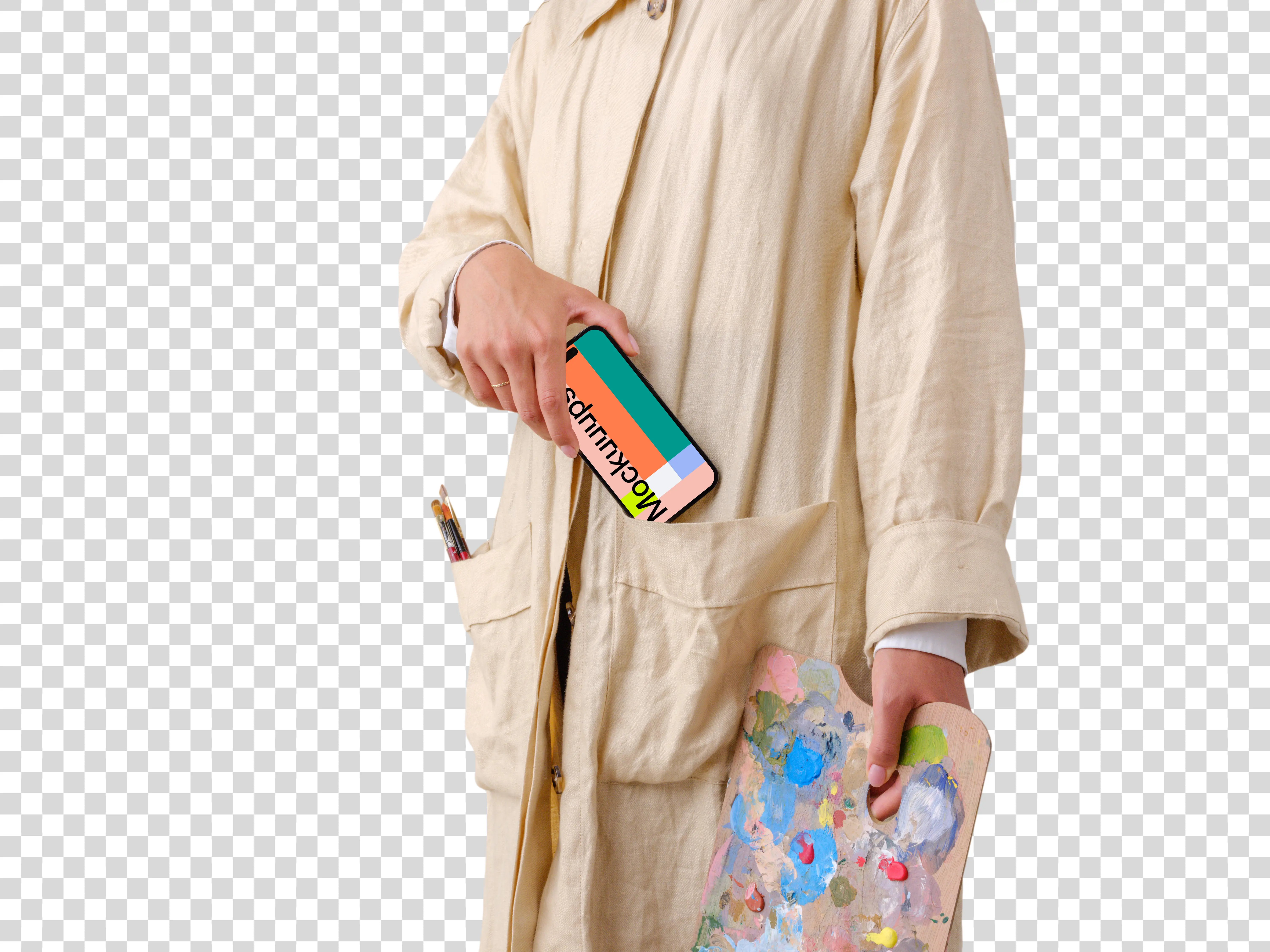 Painter with an iPhone 14 Pro mockup