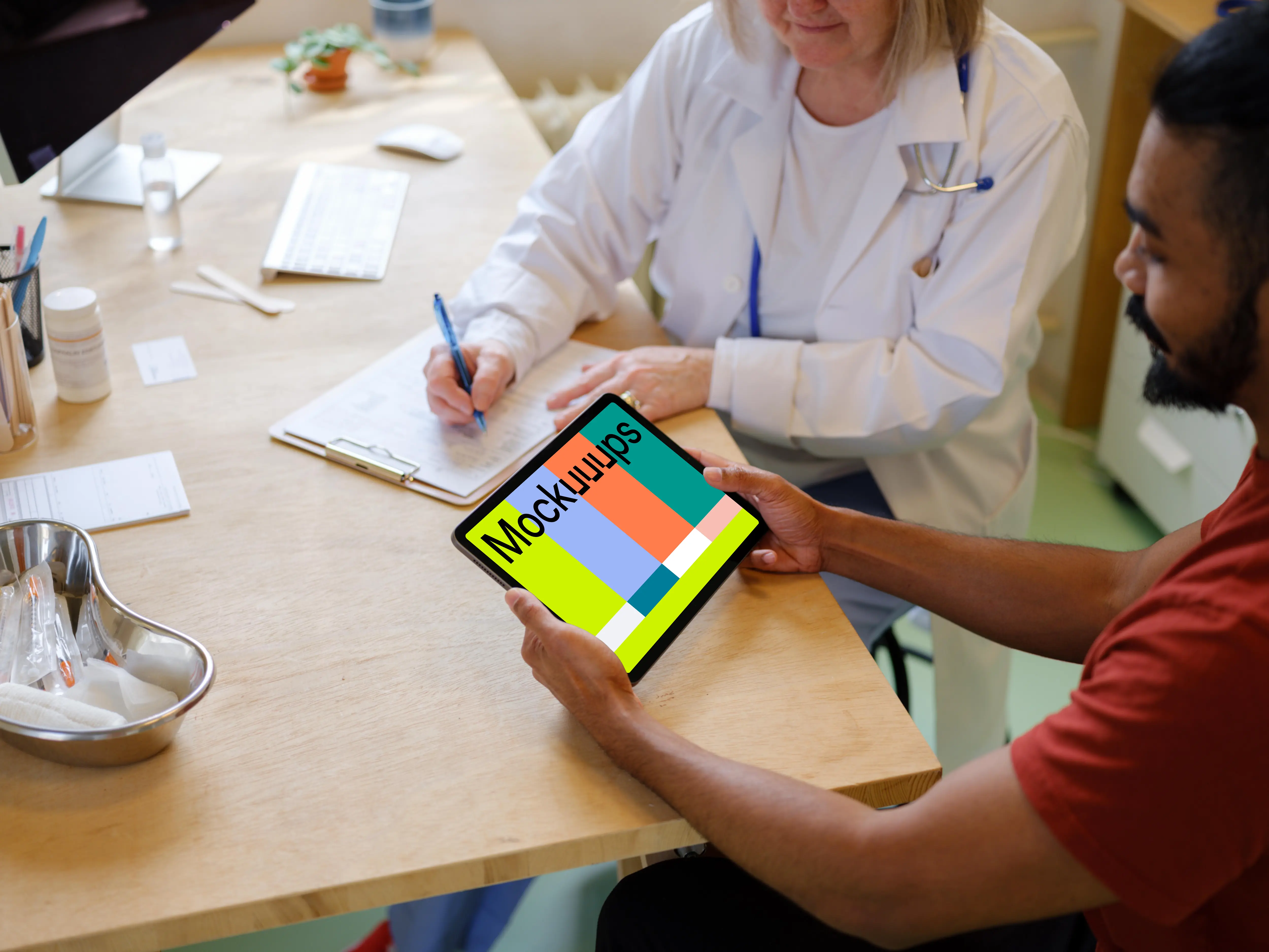 Patient holding an iPad Air in his hands