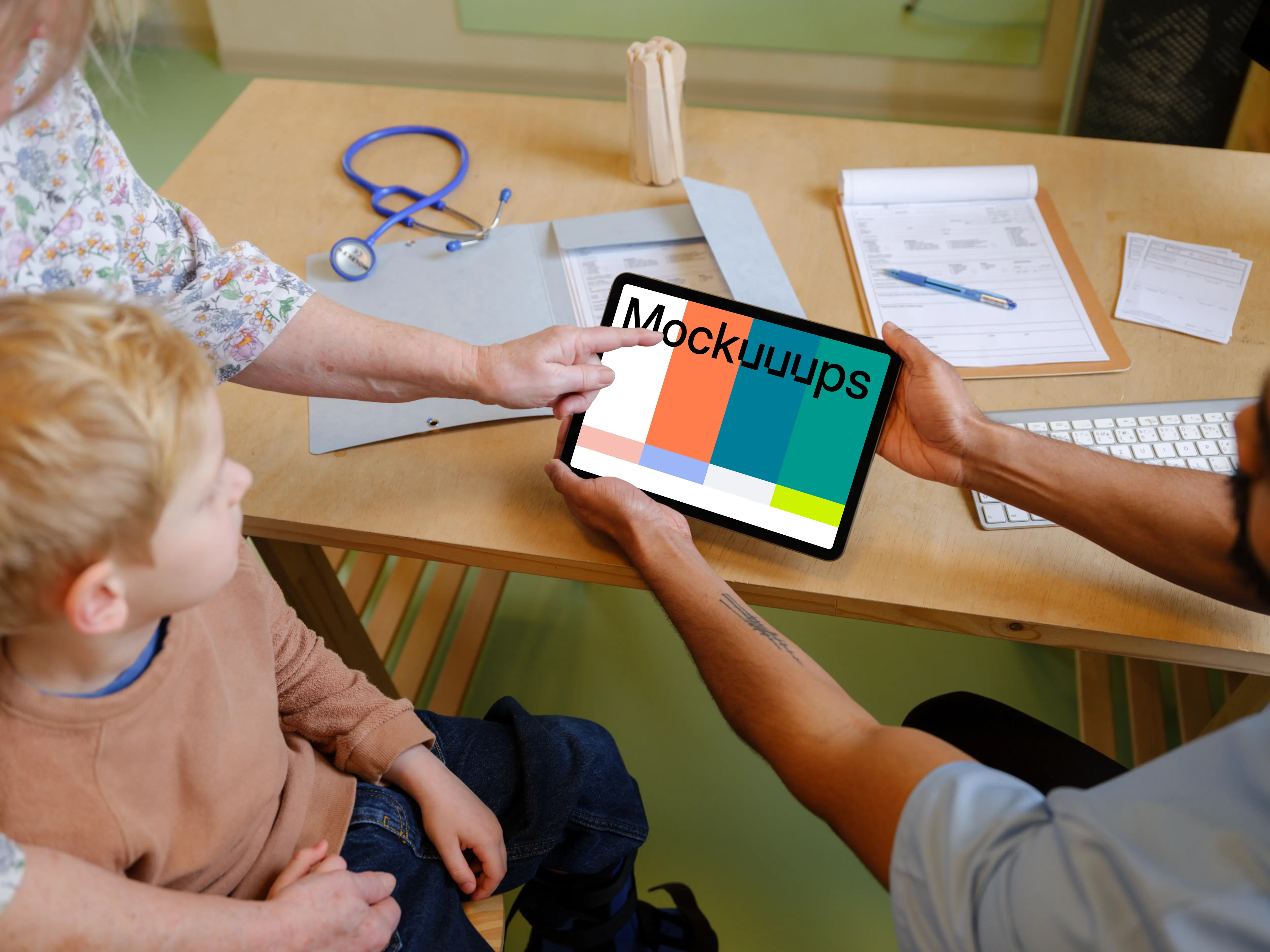 Pediatric doctor holding an iPad