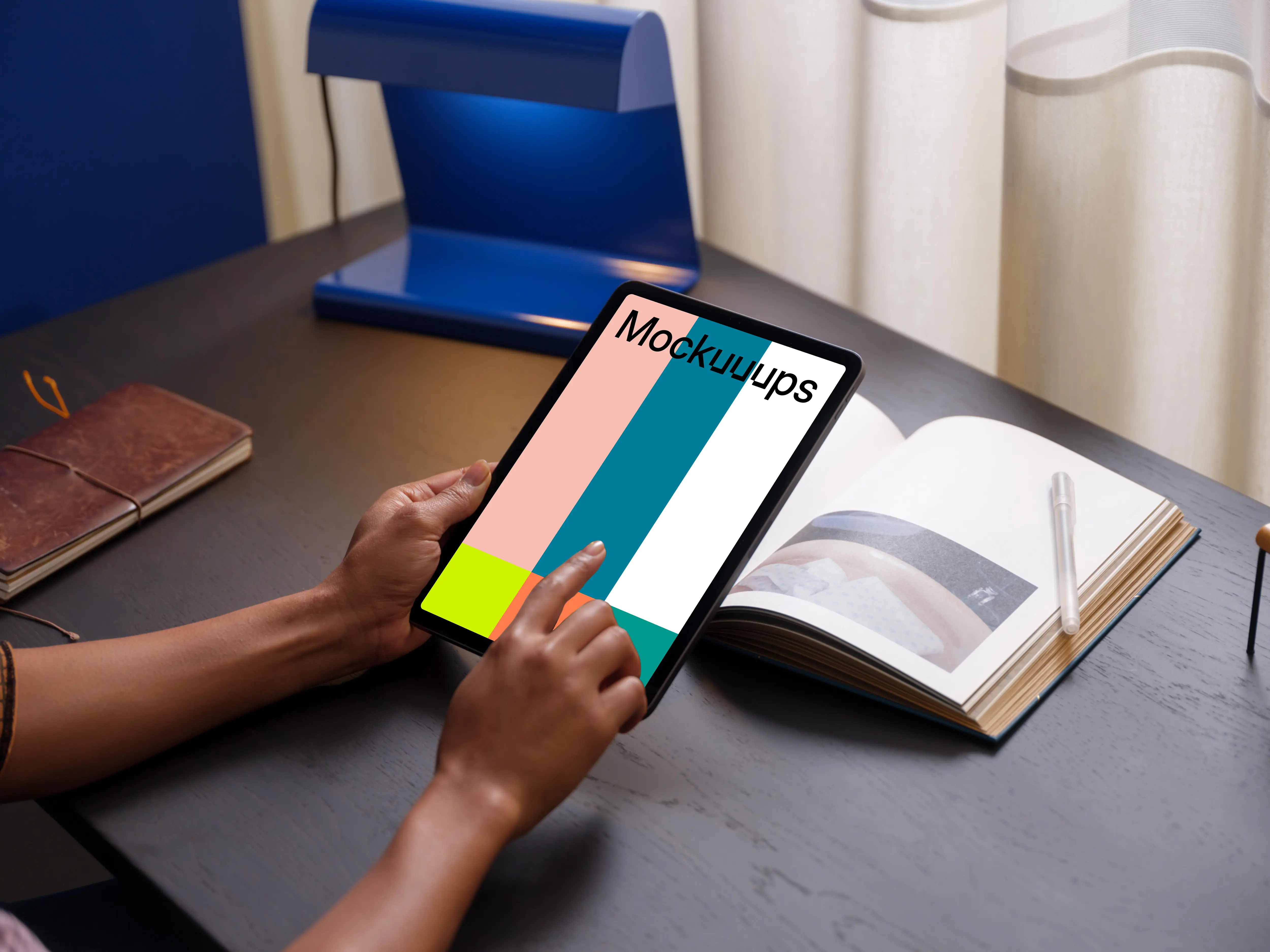 Person working on a iPad Air mockup