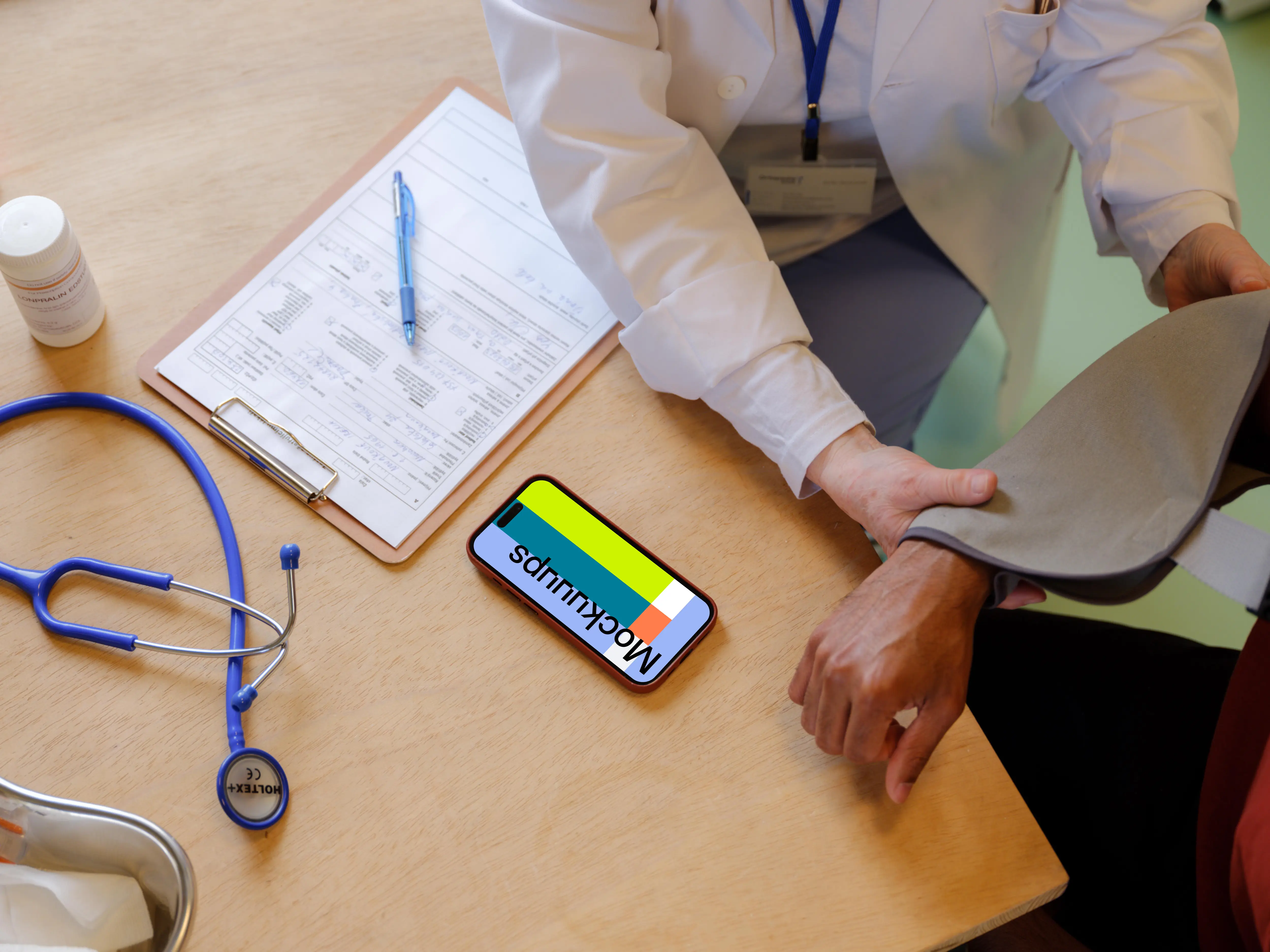 Phone mockup in doctor’s office