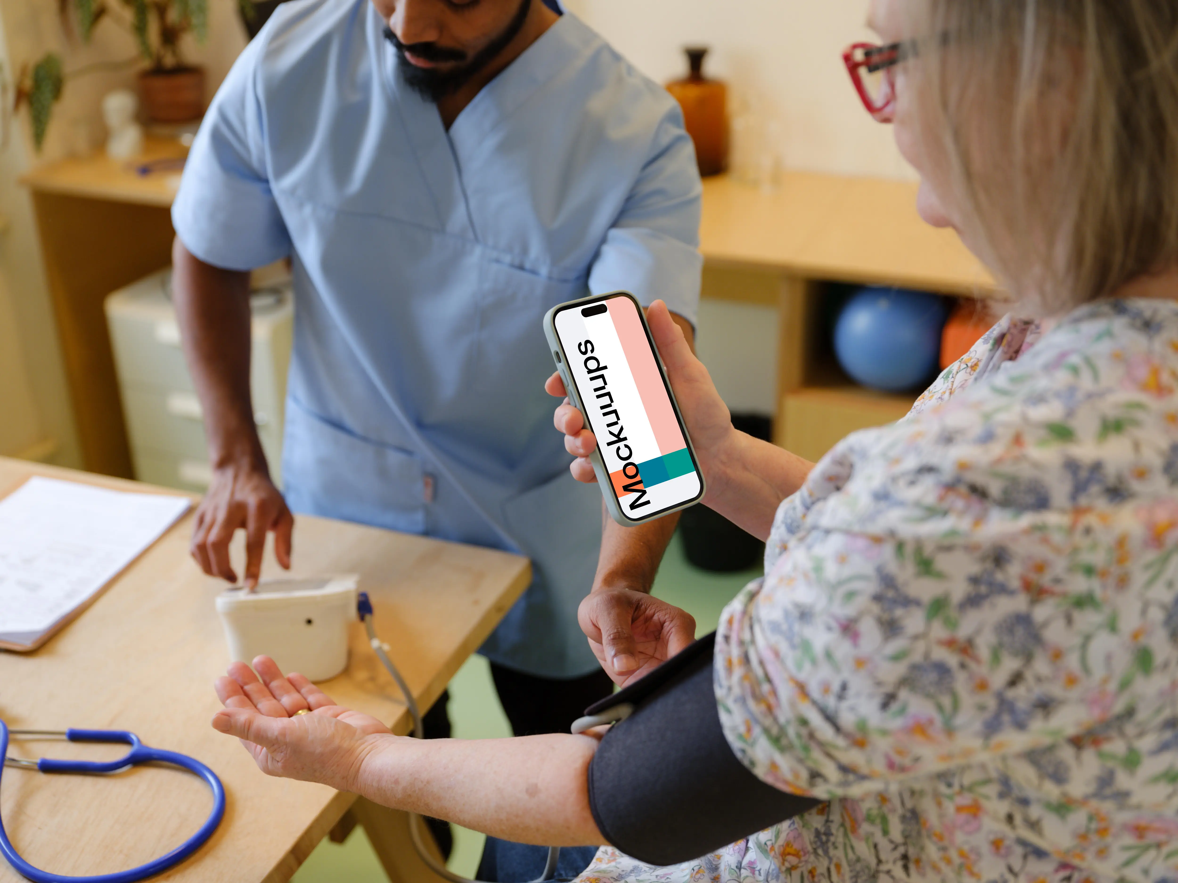 Phone mockup in the patient’s hand