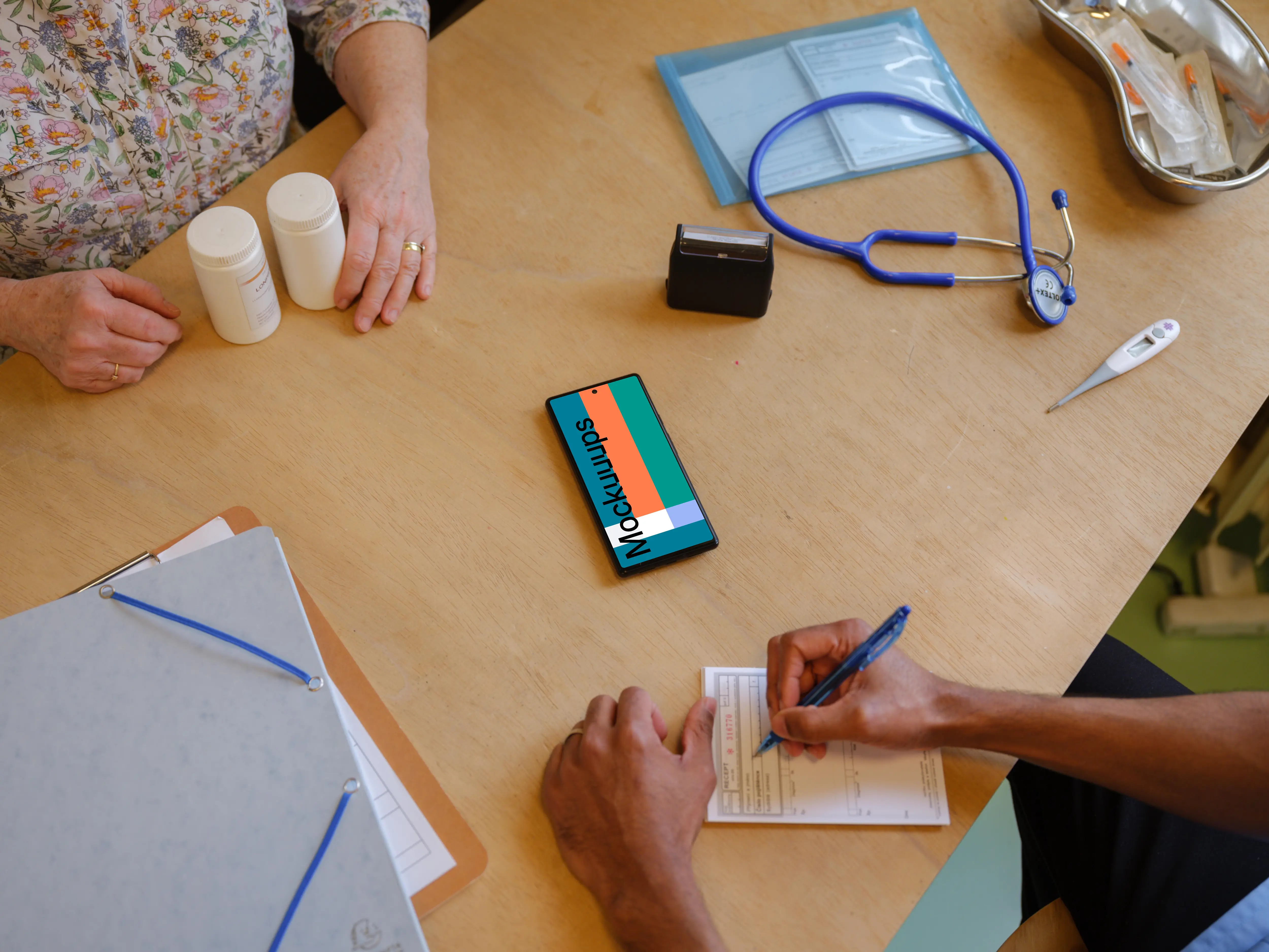 Phone placed on the doctor’s table