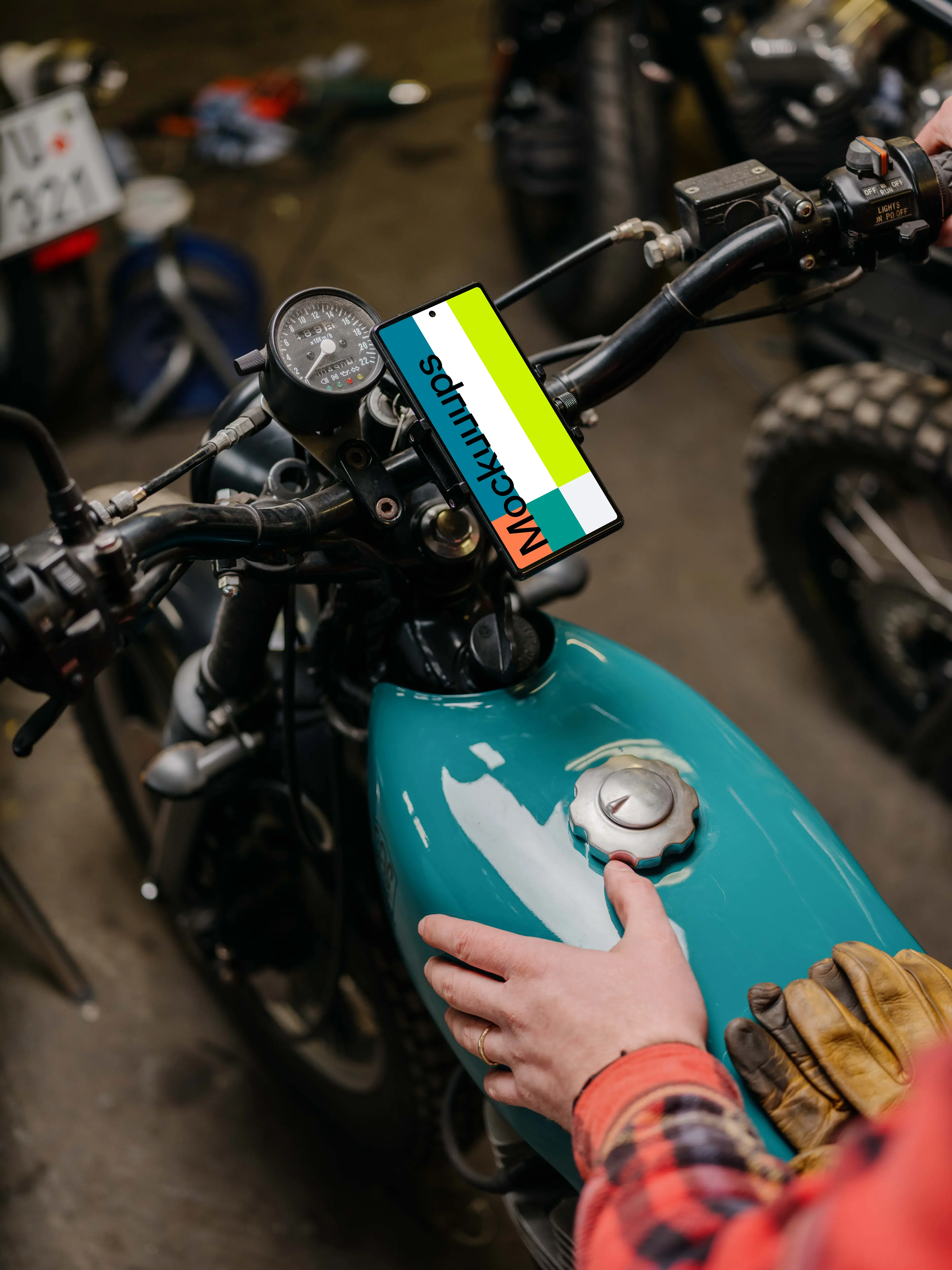  Pixel 6 Mockup on a motorcycle