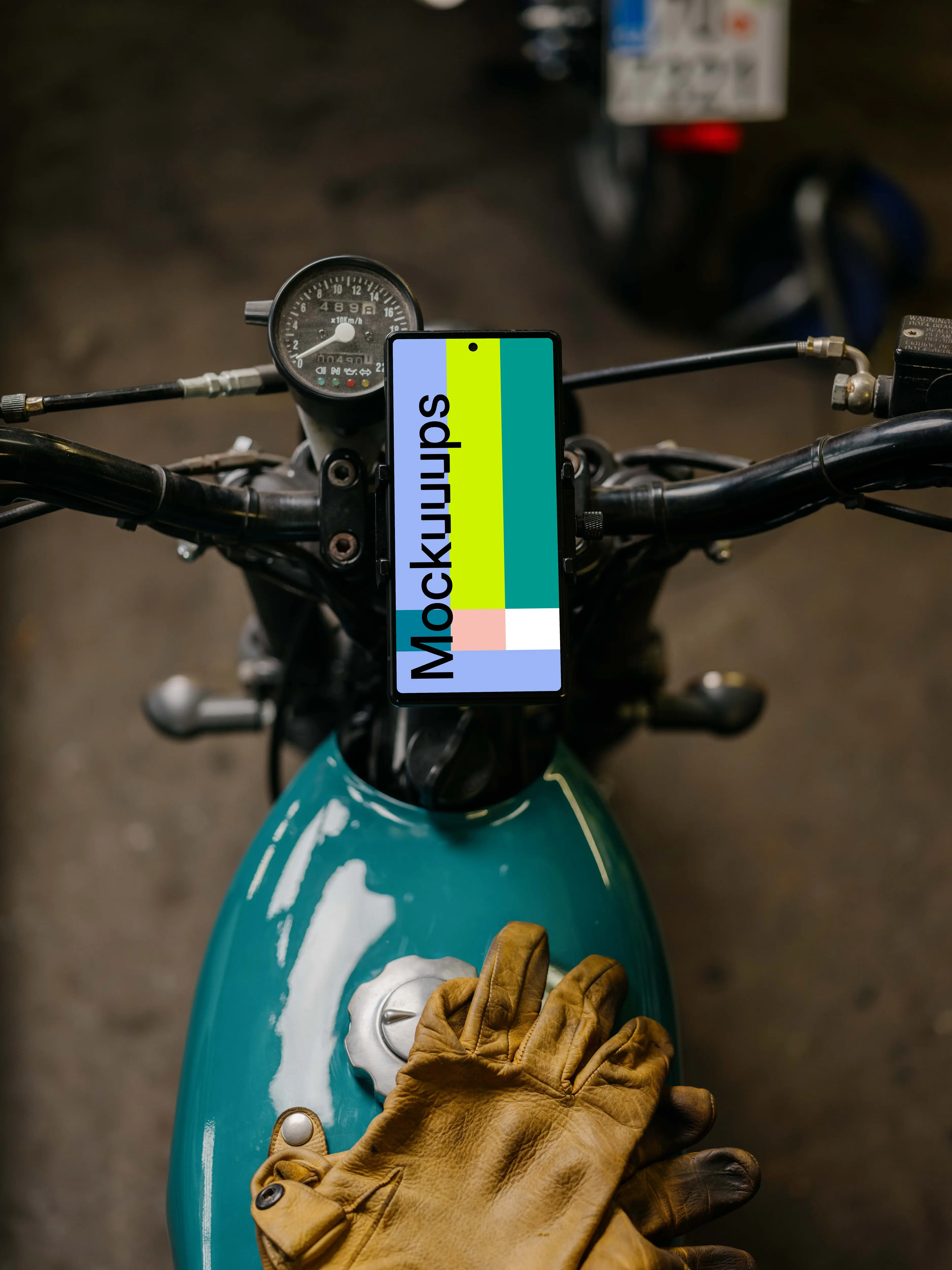 Pixel 6 mockup placed on a motorcycle
