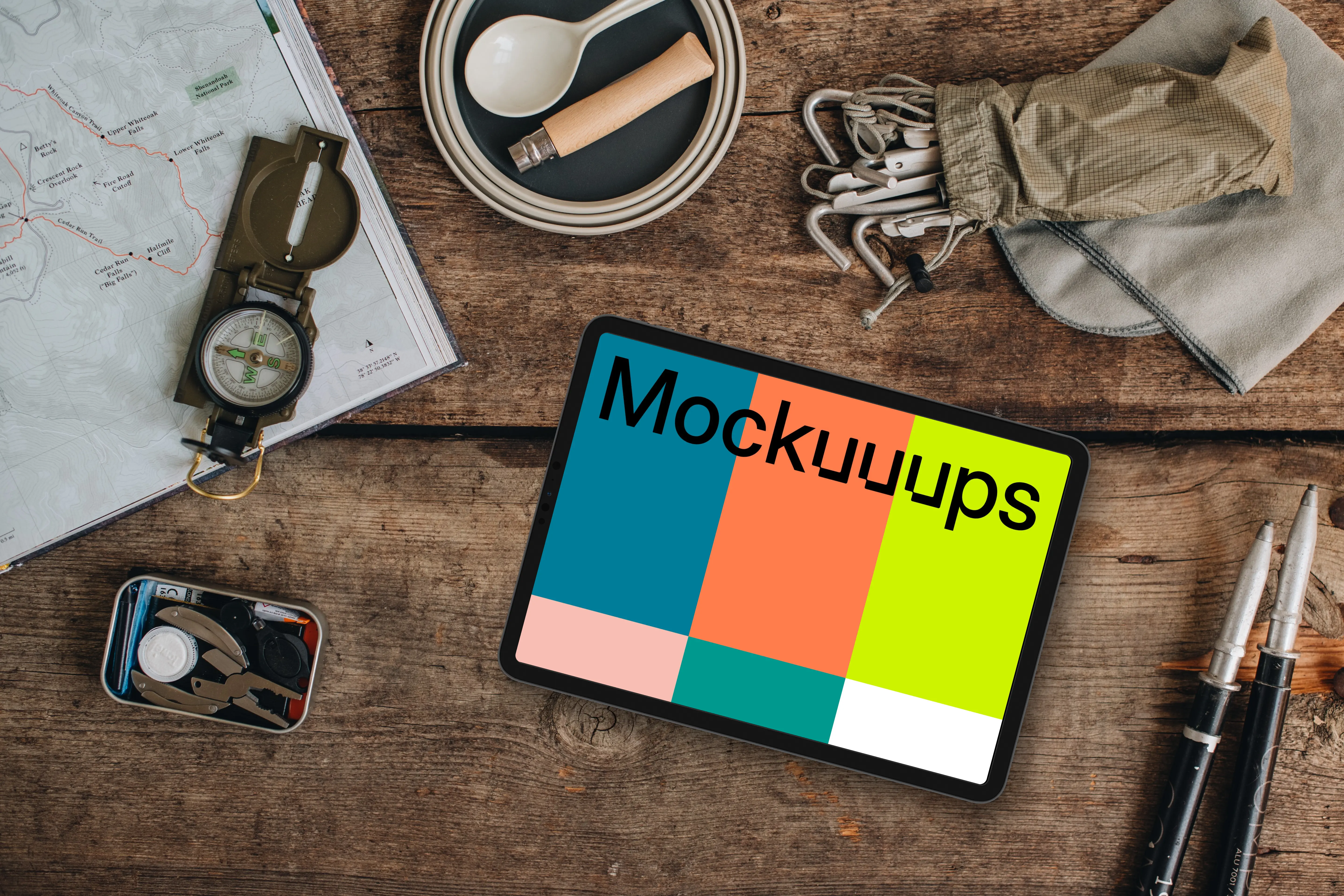 Planning a trip on a tablet mockup