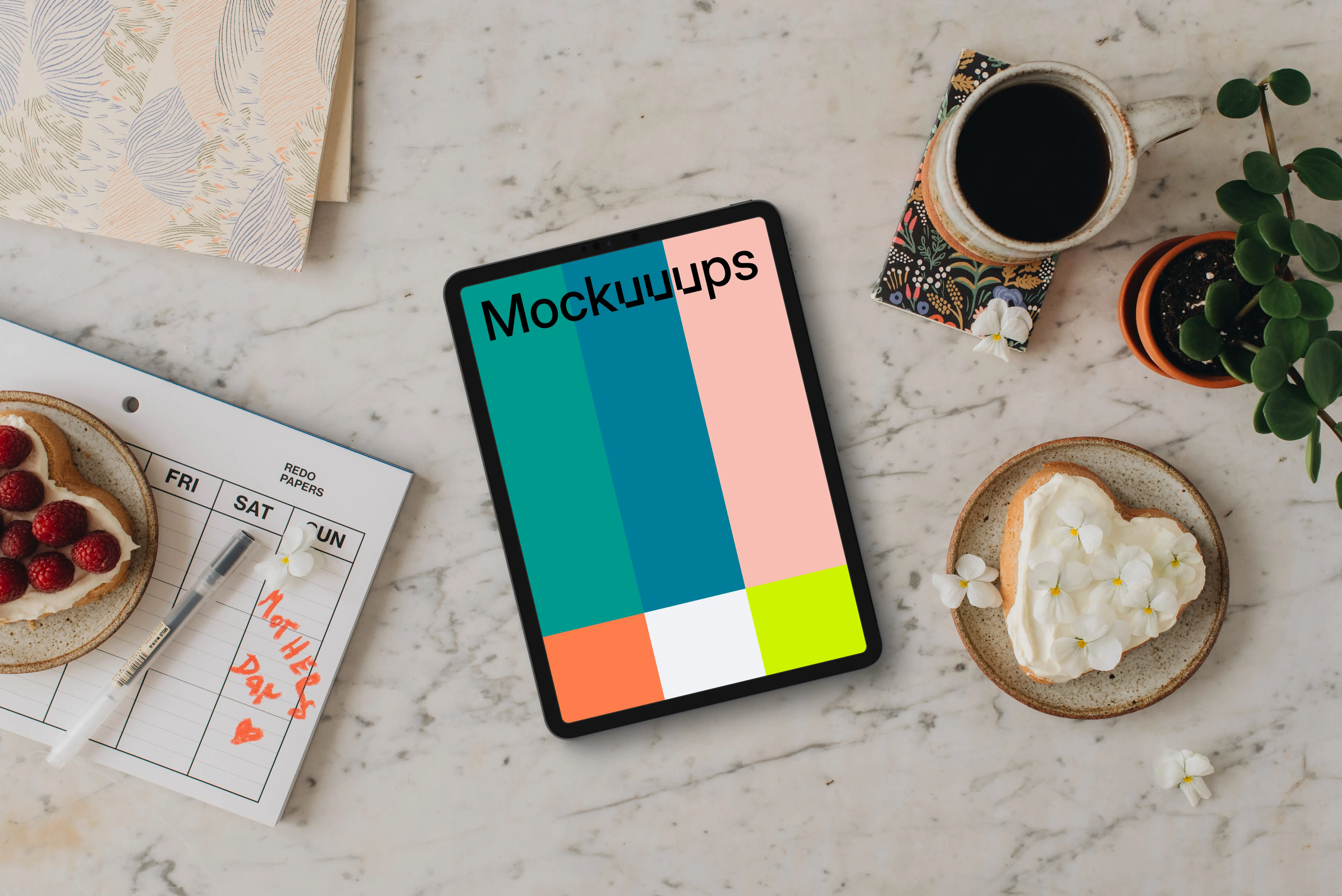 Planning for Mother’s day with tablet mockup