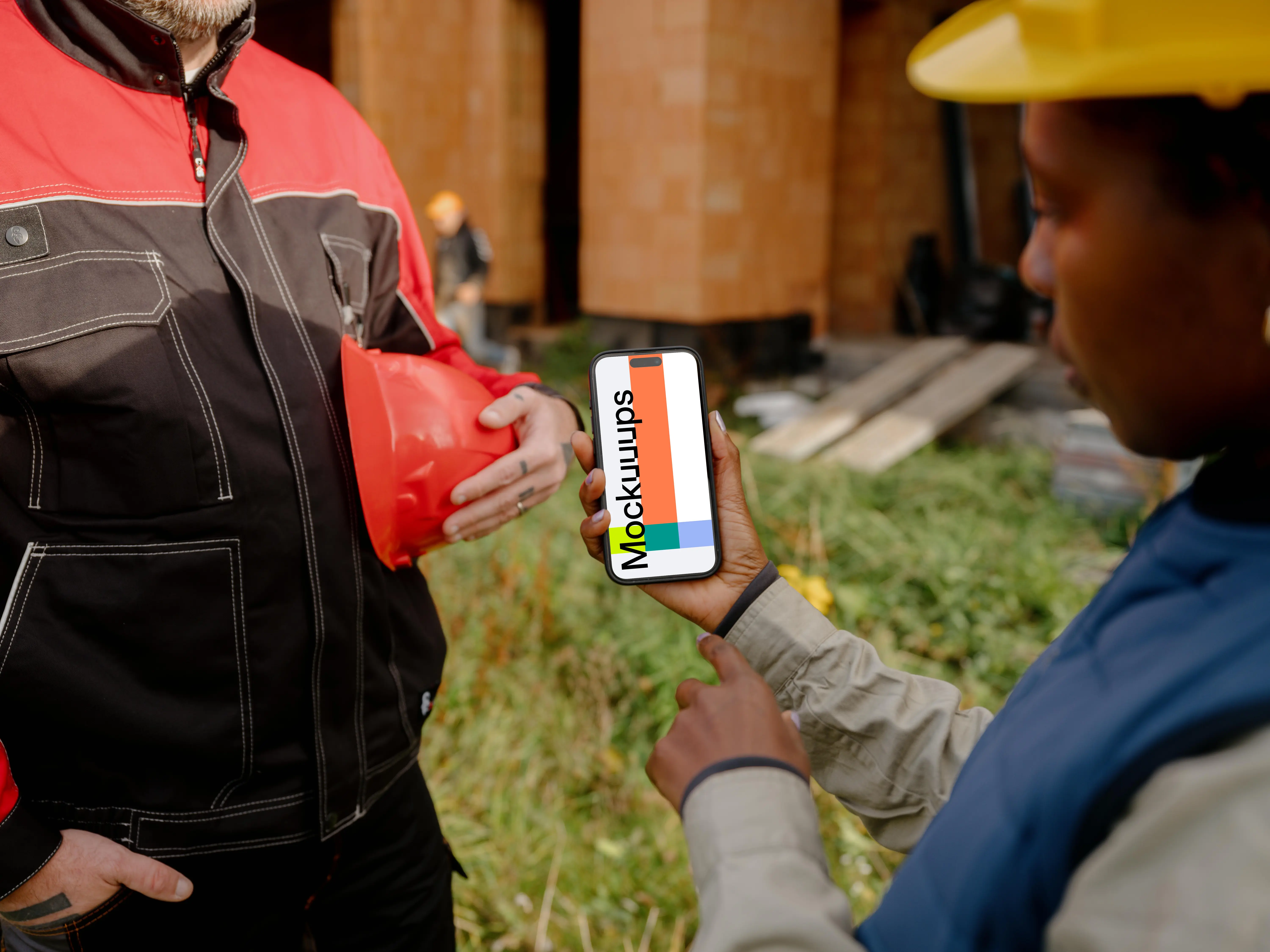 Showcase of construction area and an iPhone mockup