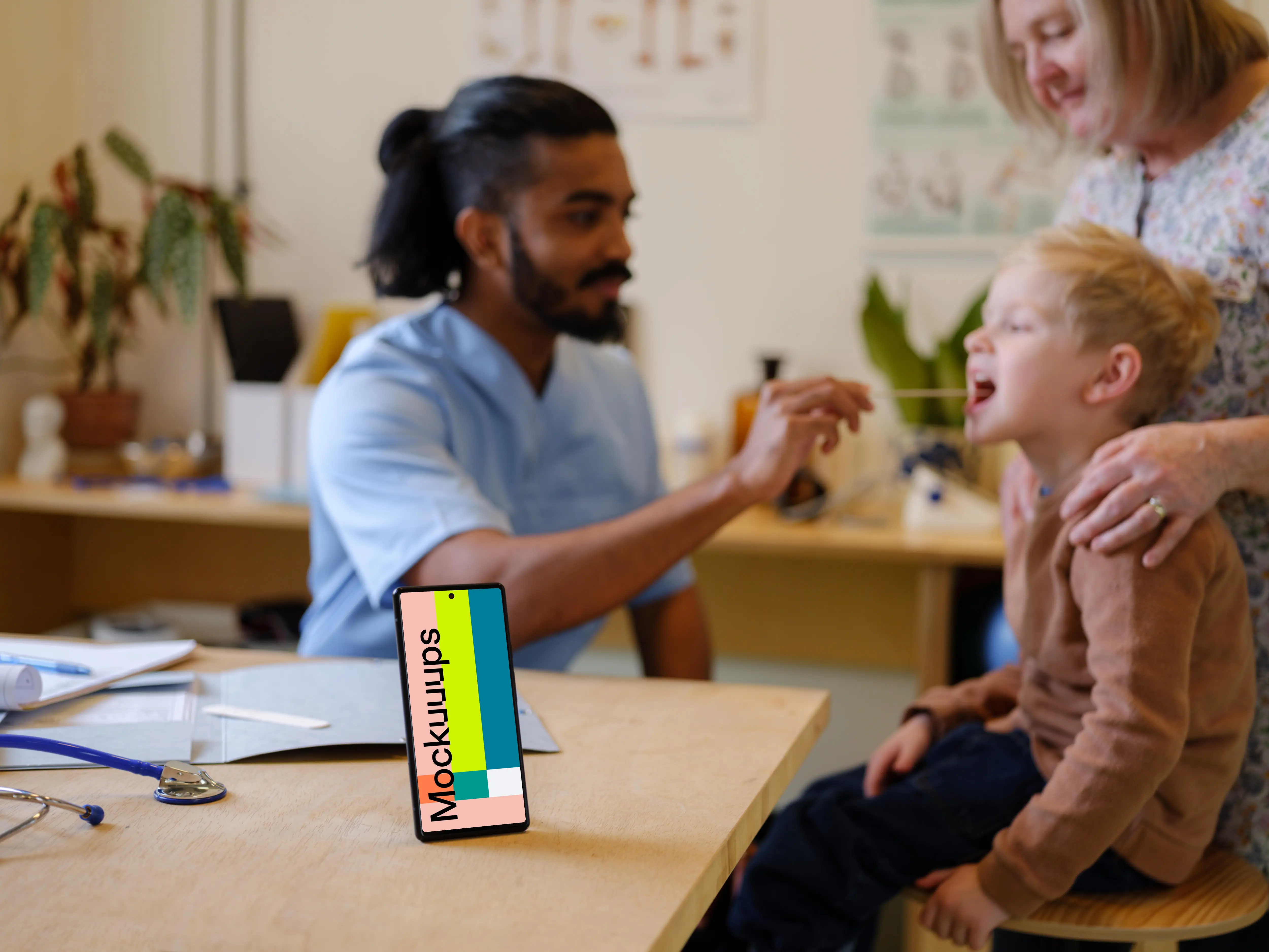 Smartphone in the children's doctor's office