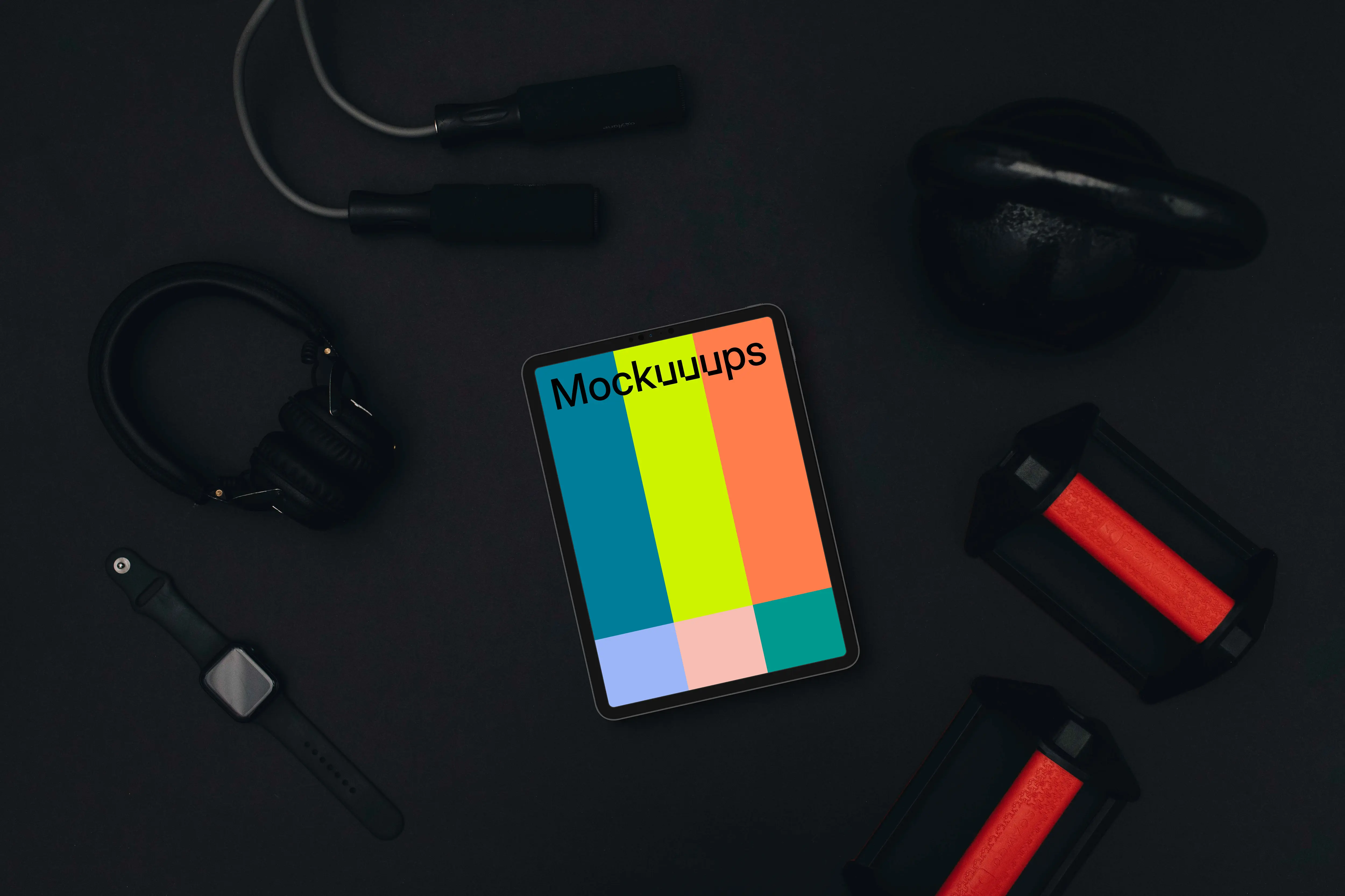 Tablet mockup in the gym