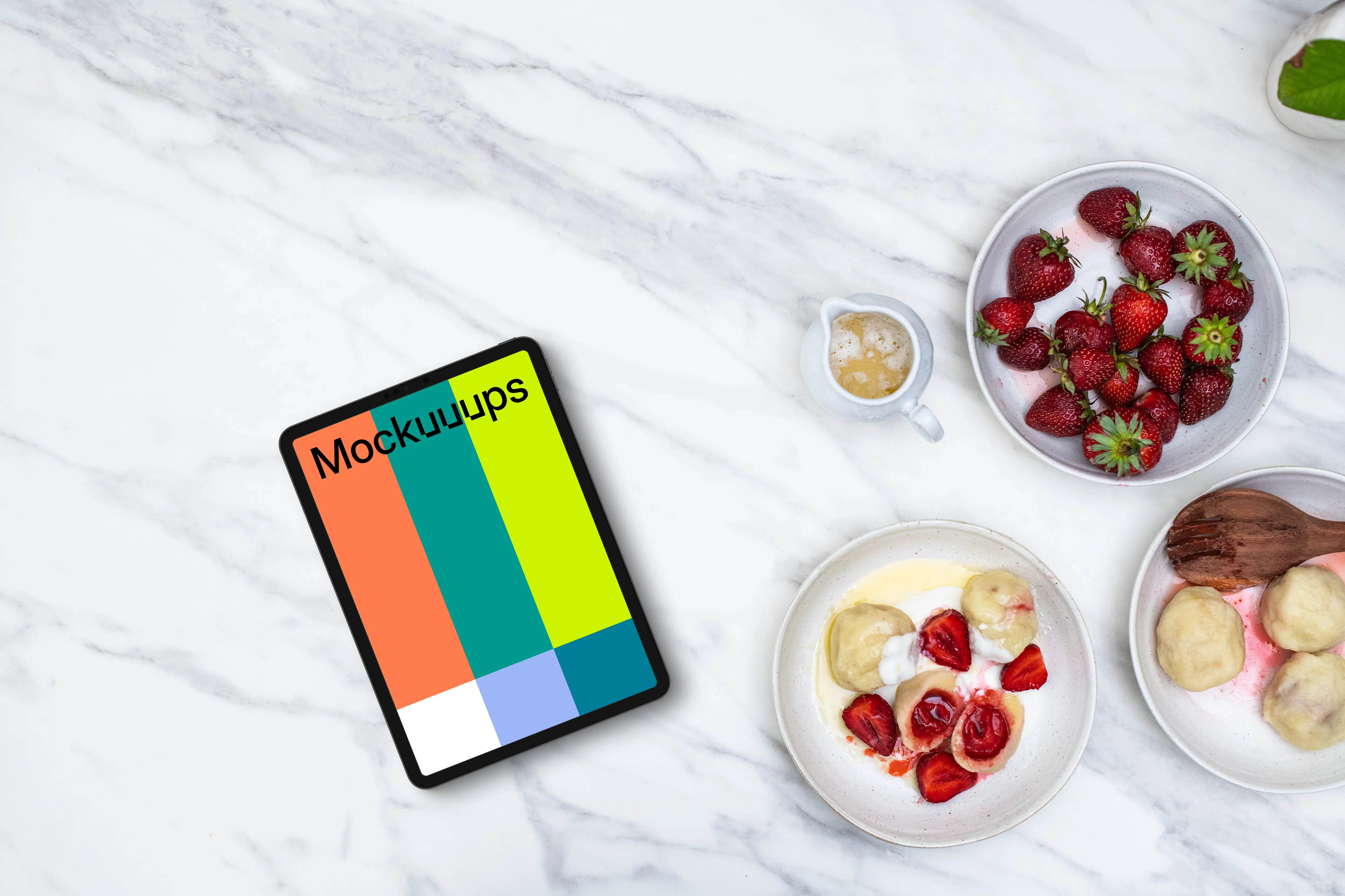 Tablet mockup in the kitchen