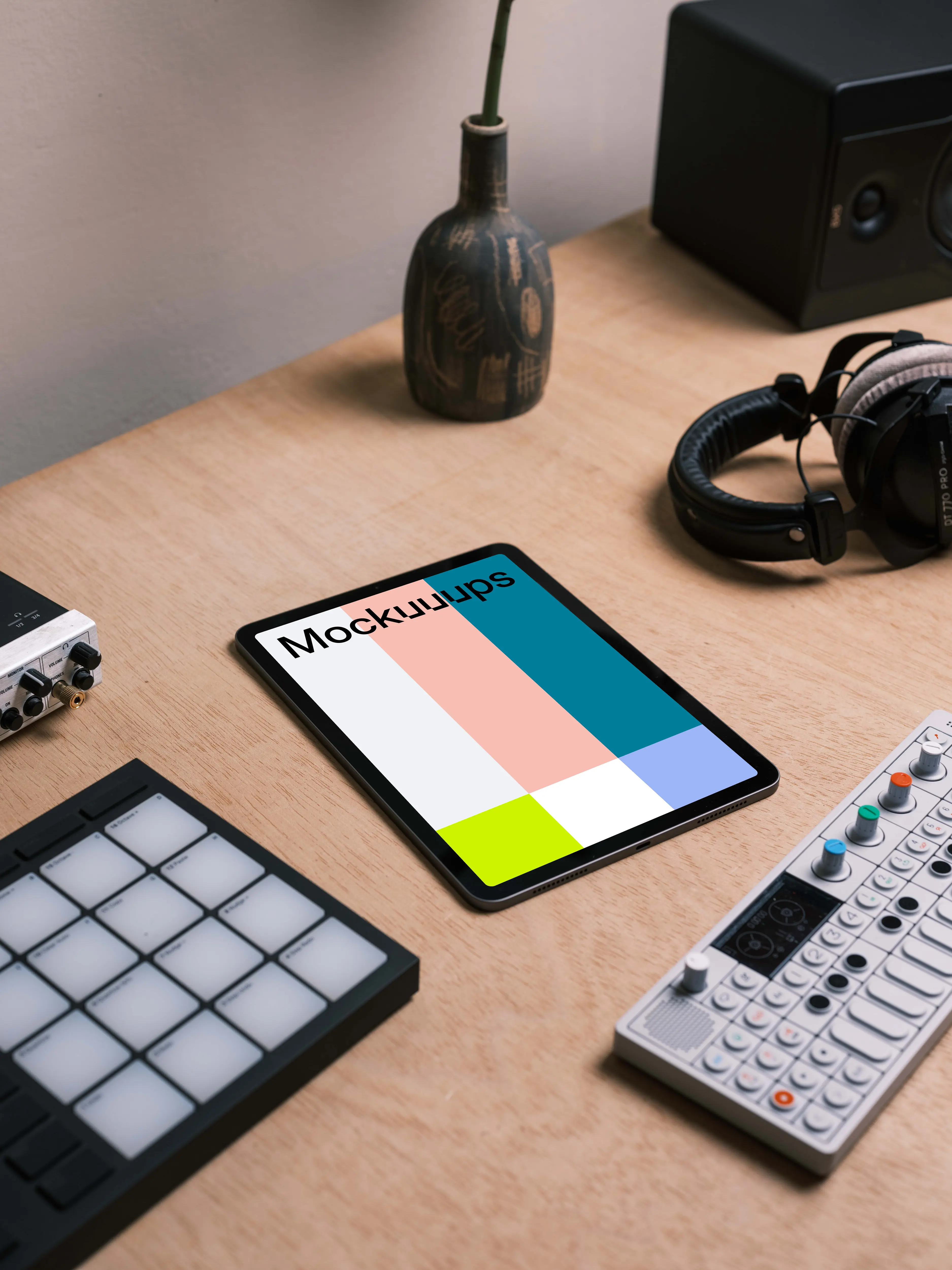 Tablet Mockup in the podcast studio