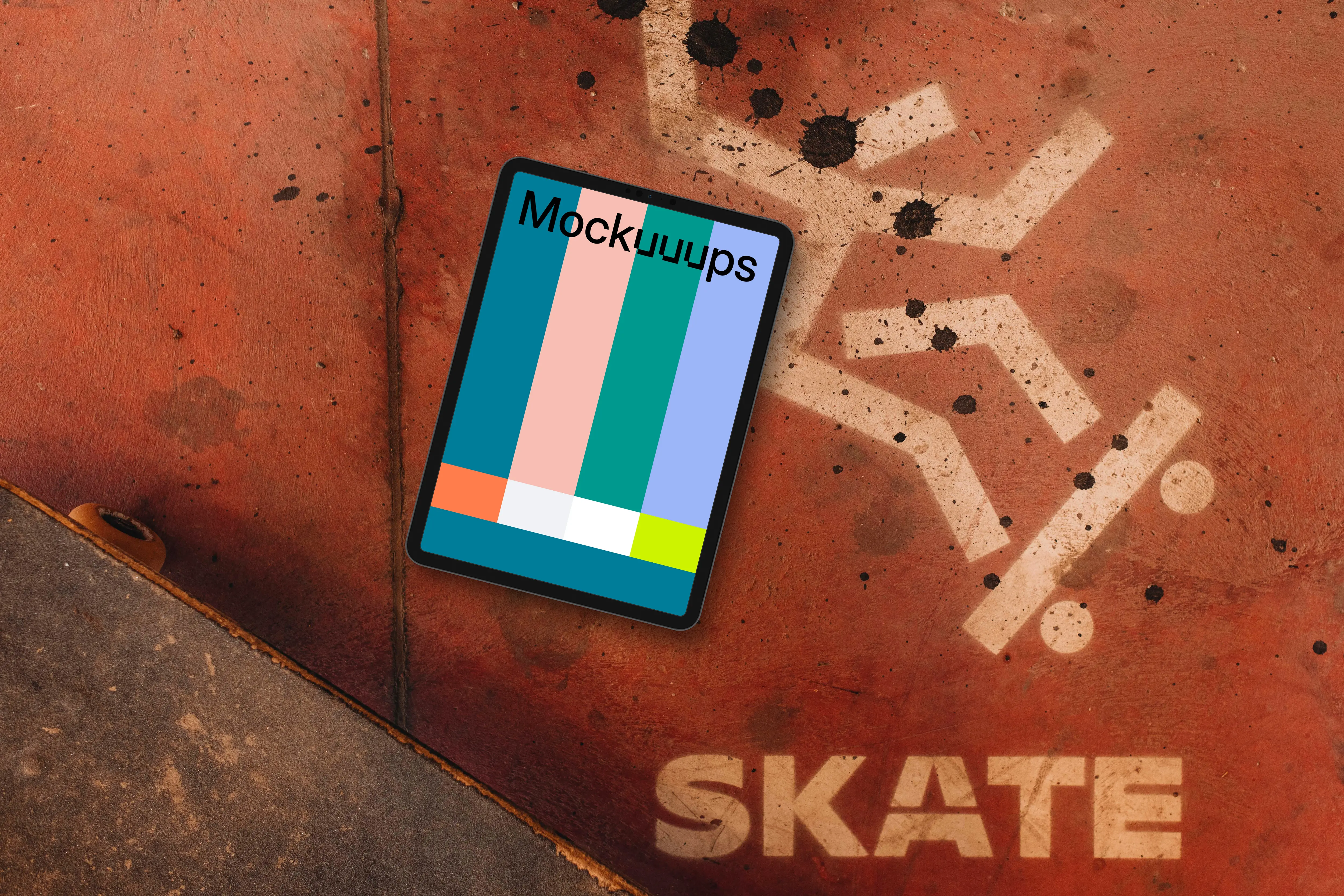 Tablet mockup in the skatepark