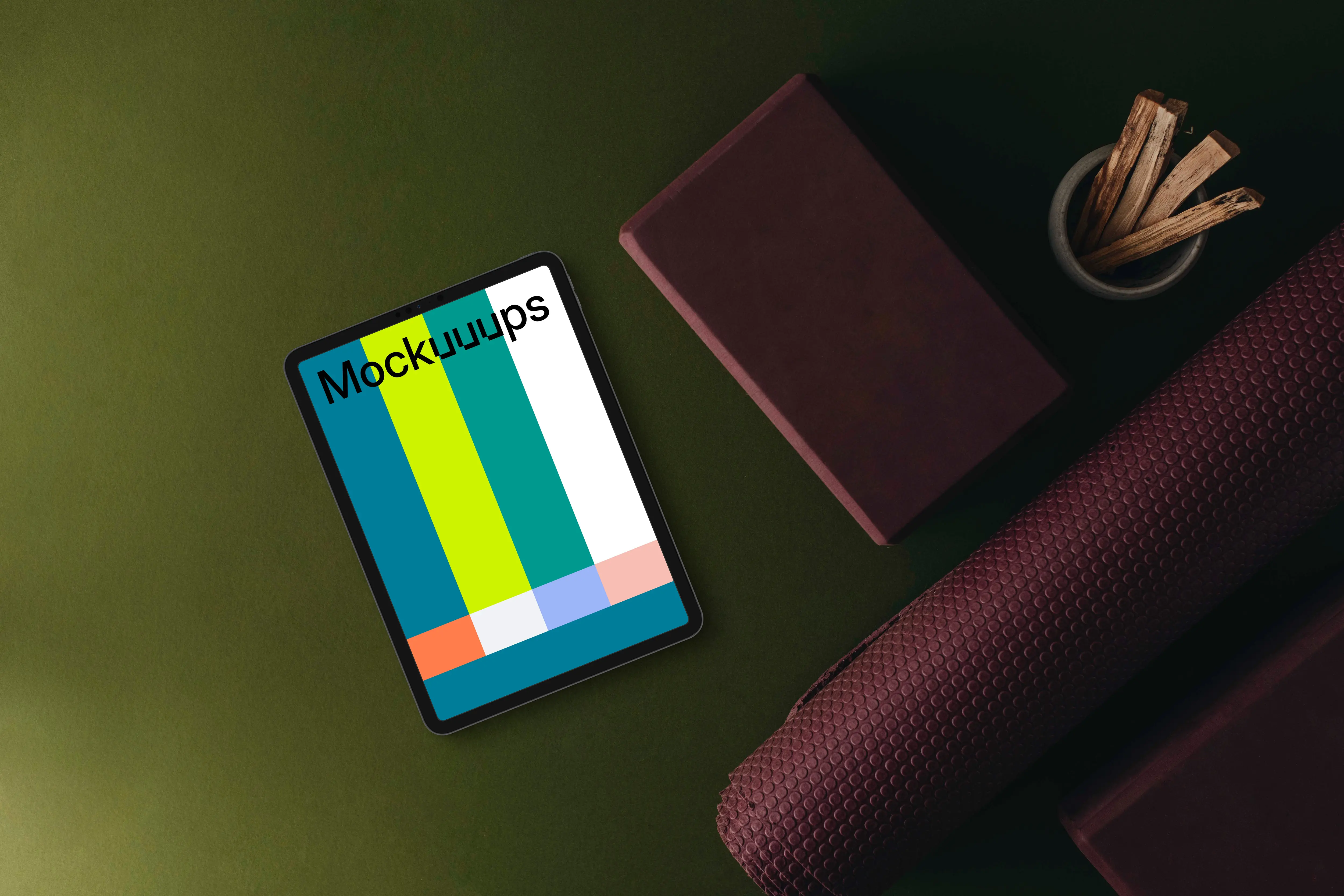 Tablet mockup in Yoga studio