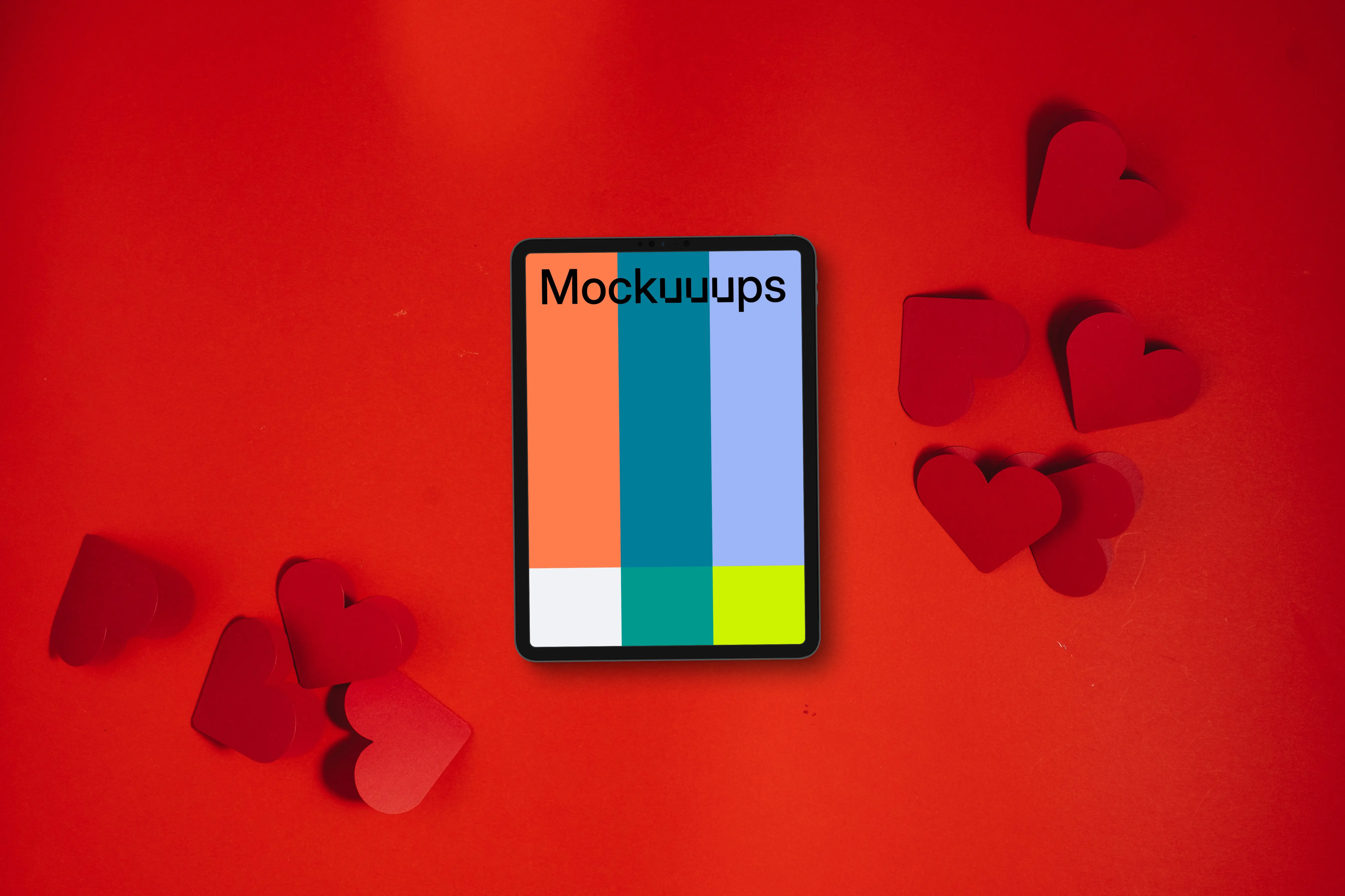Tablet mockup with Valentine's Day concept
