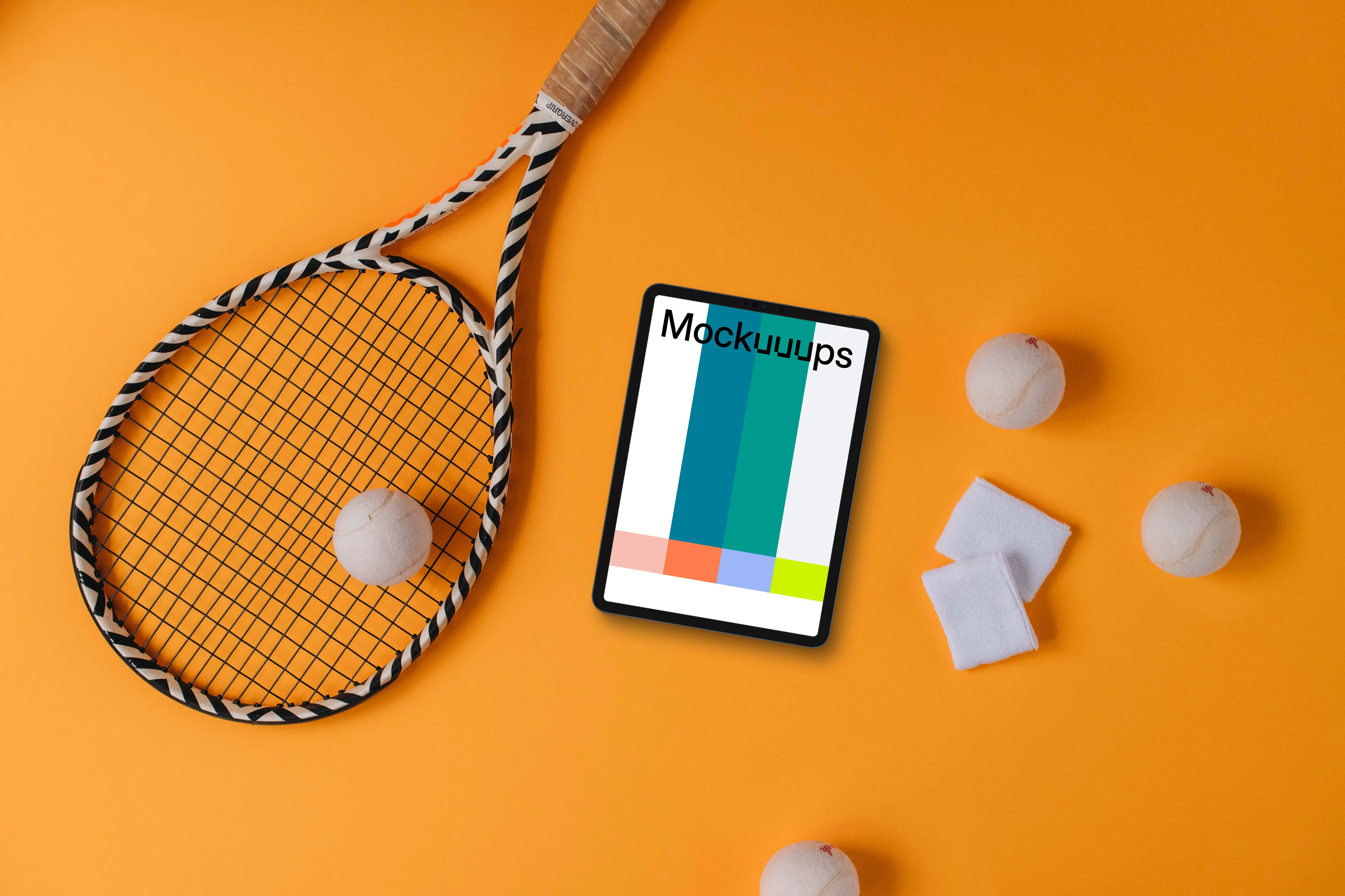 Tennis game tools with tablet mockup