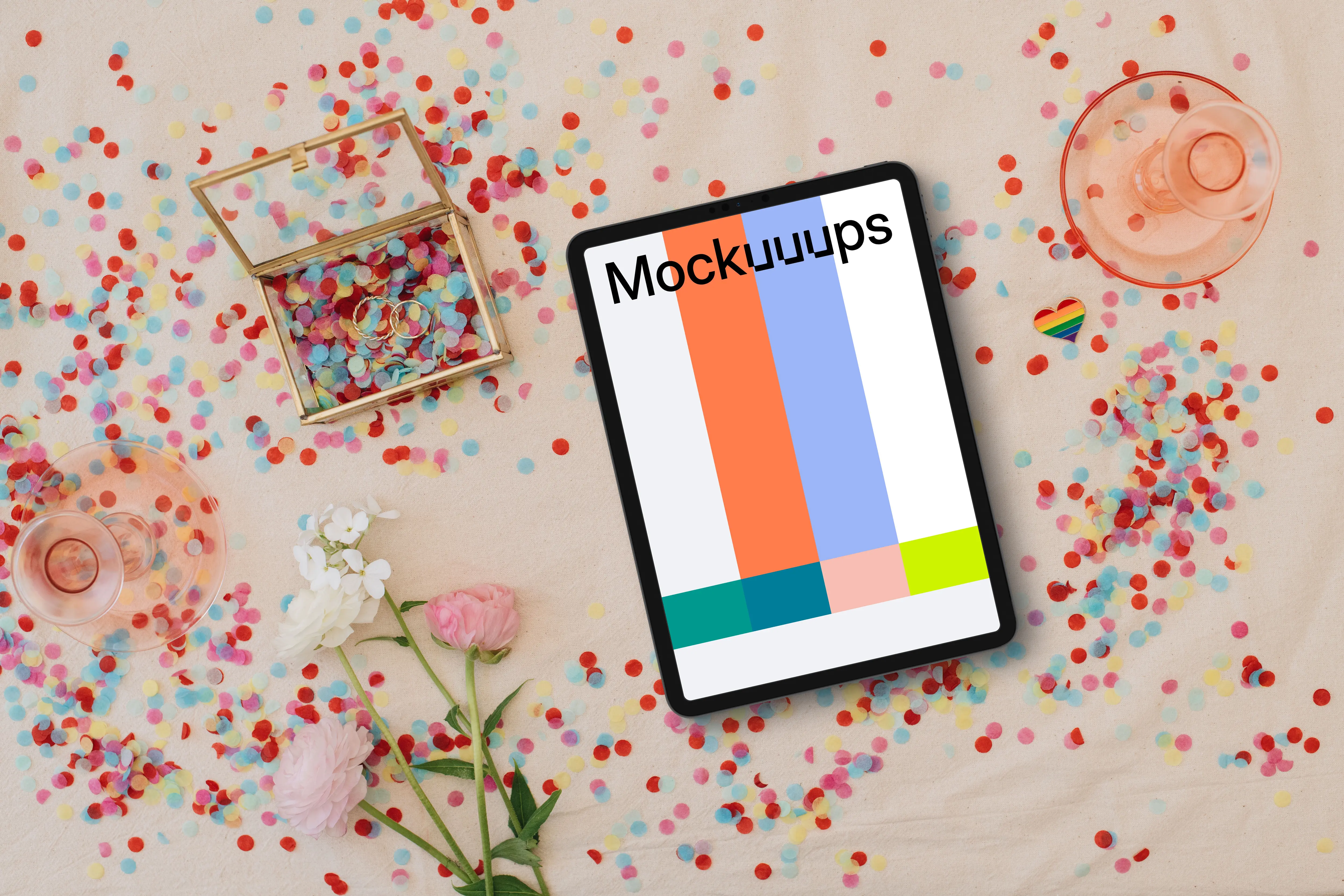 Top View mockup in wedding theme