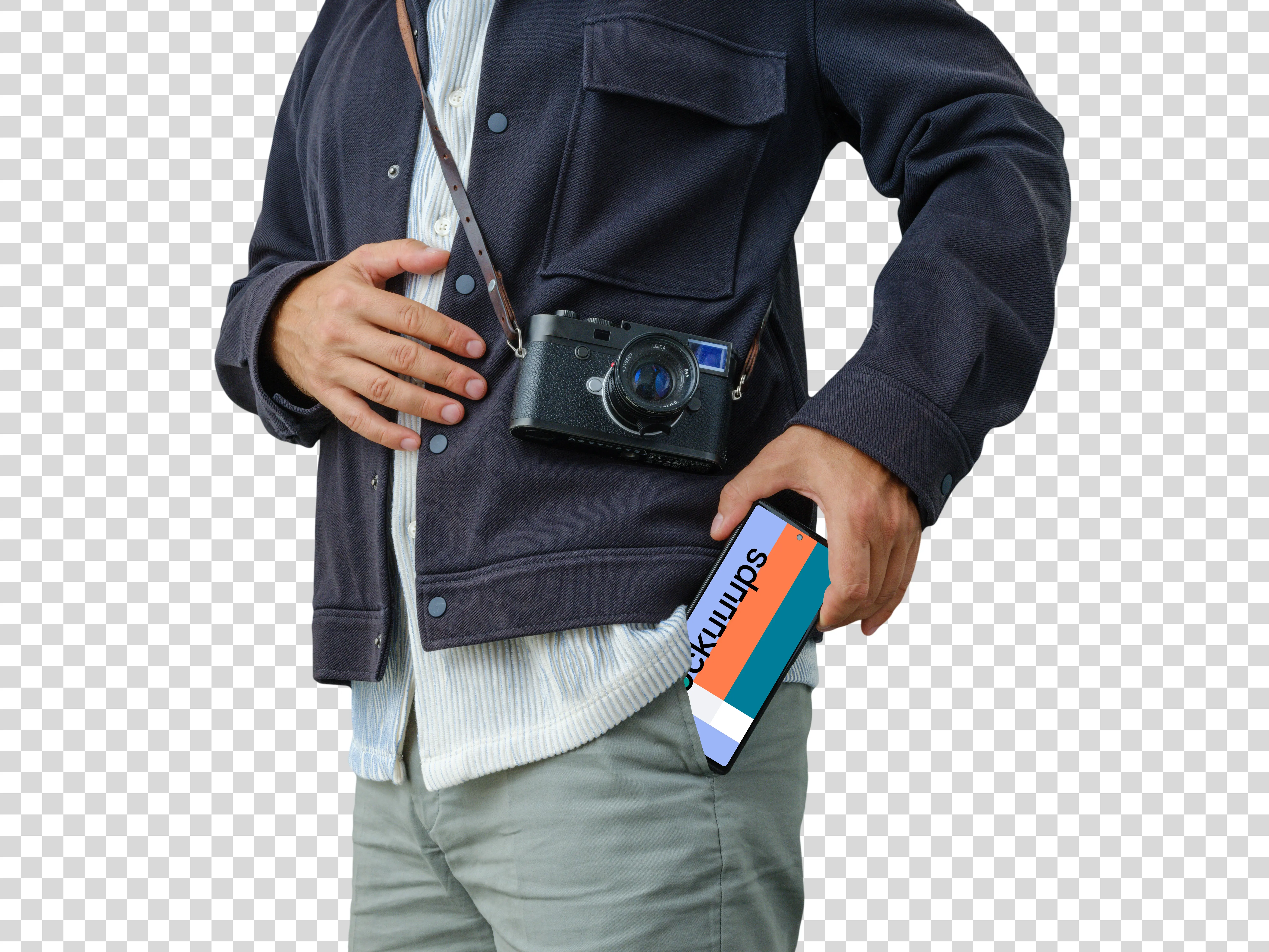 Tourist photographer with a Google Pixel 6 mockup