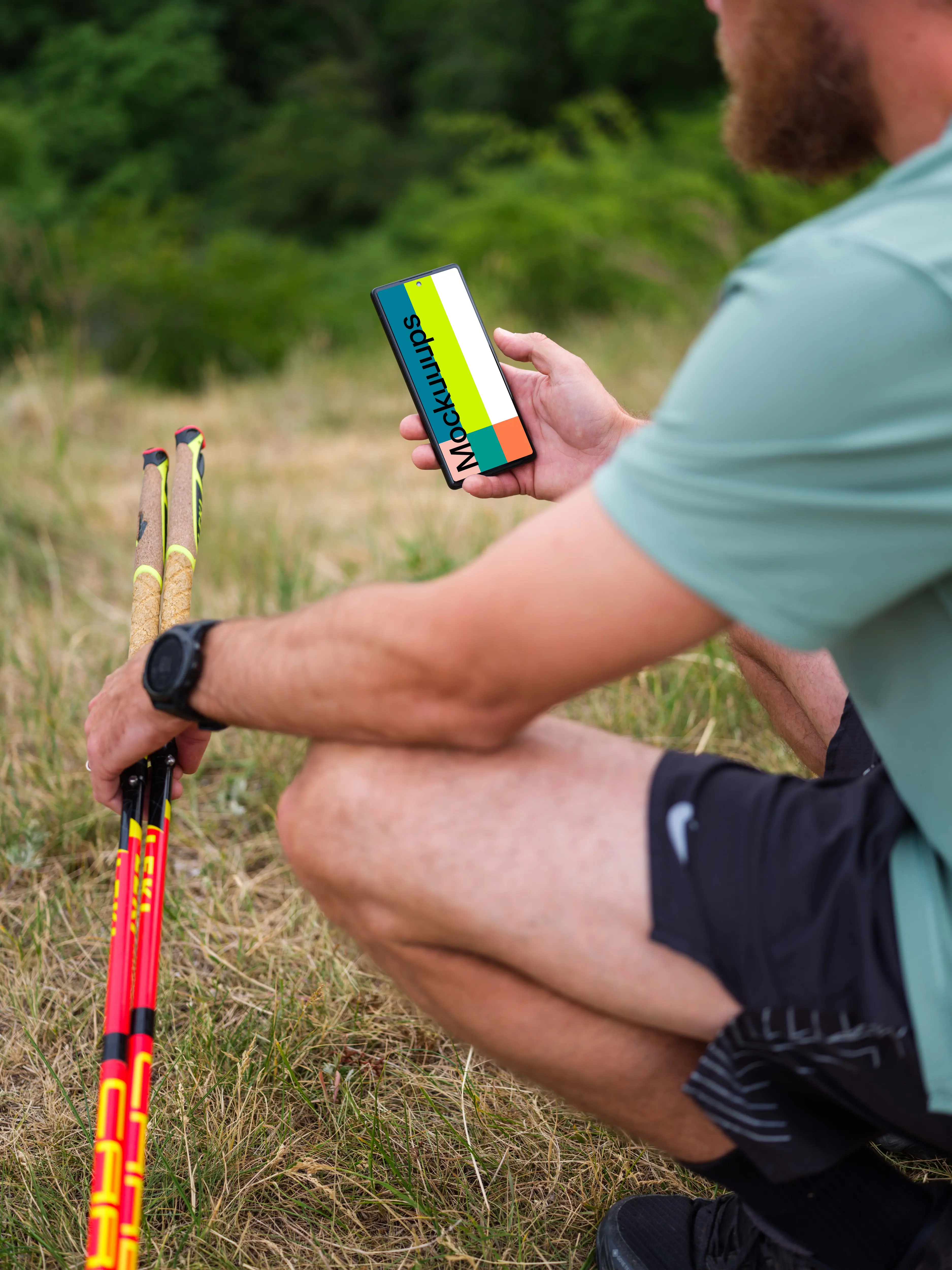 Trail runner checking on Google Pixel mockup