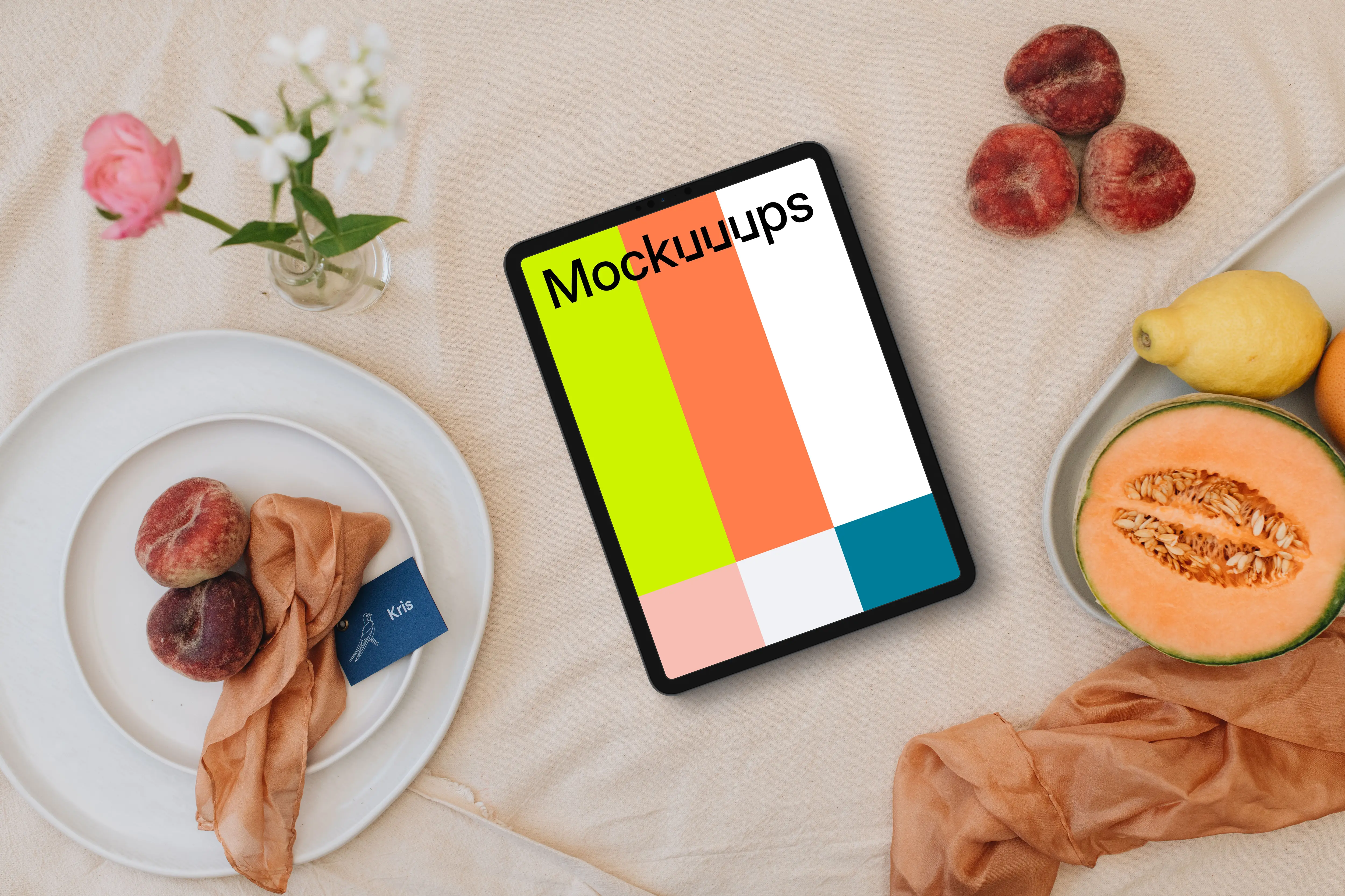 Wedding iPad mockups adorned with tender details