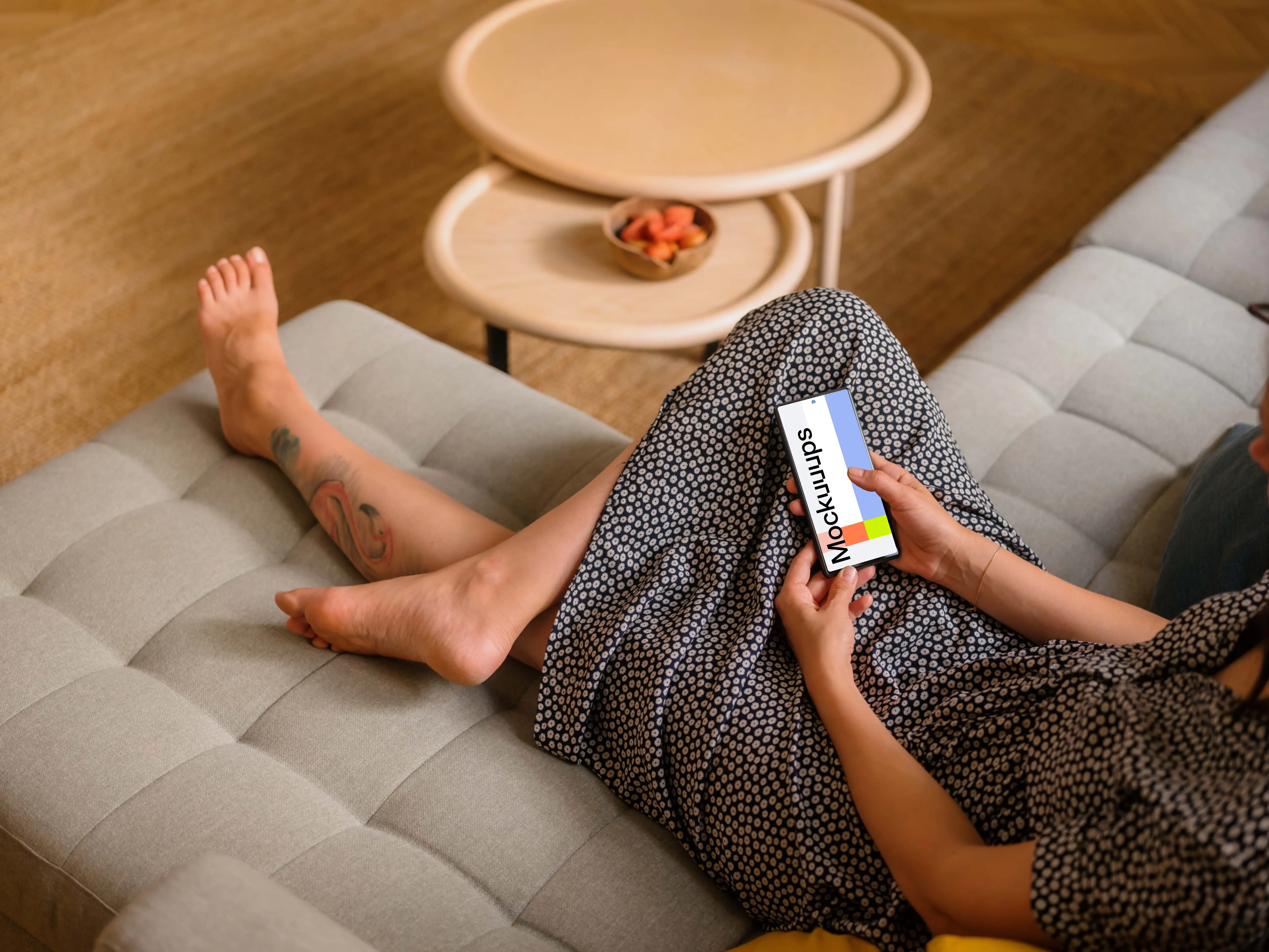 Woman hand scrolling on a Google Pixel 6 mockup