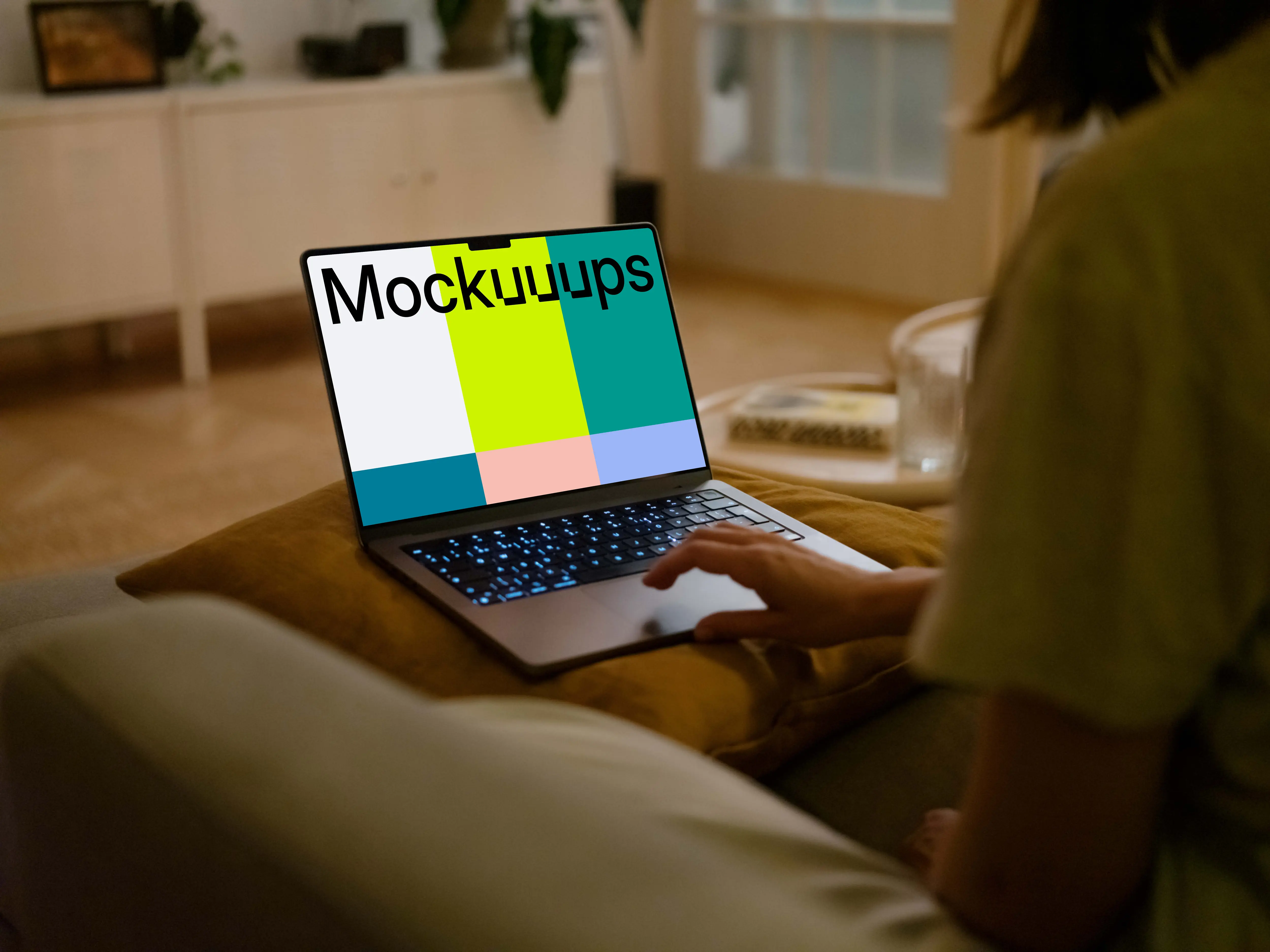 Woman hand working on MacBook mockup