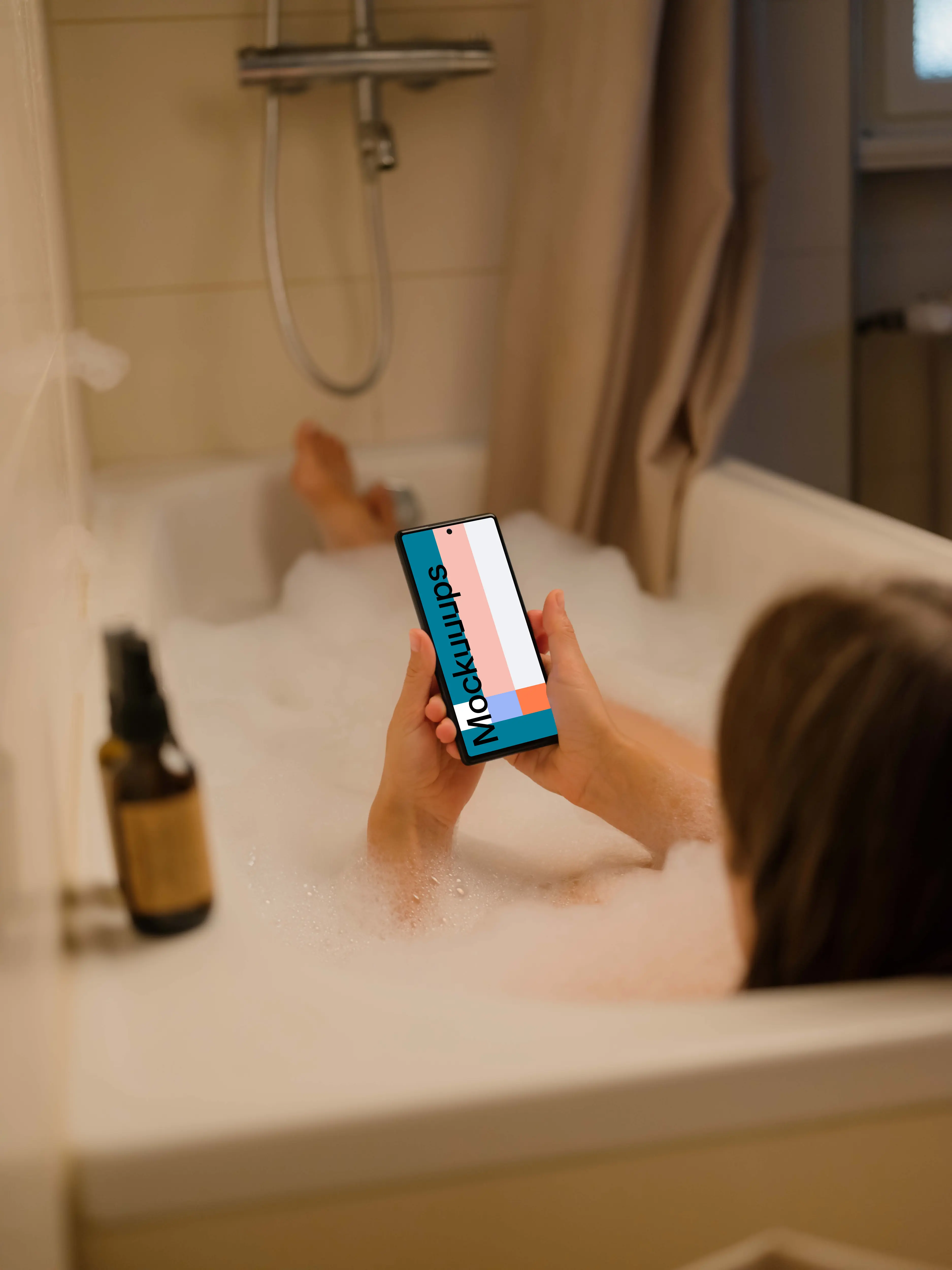 Woman hands holding a Google Pixel mockup
