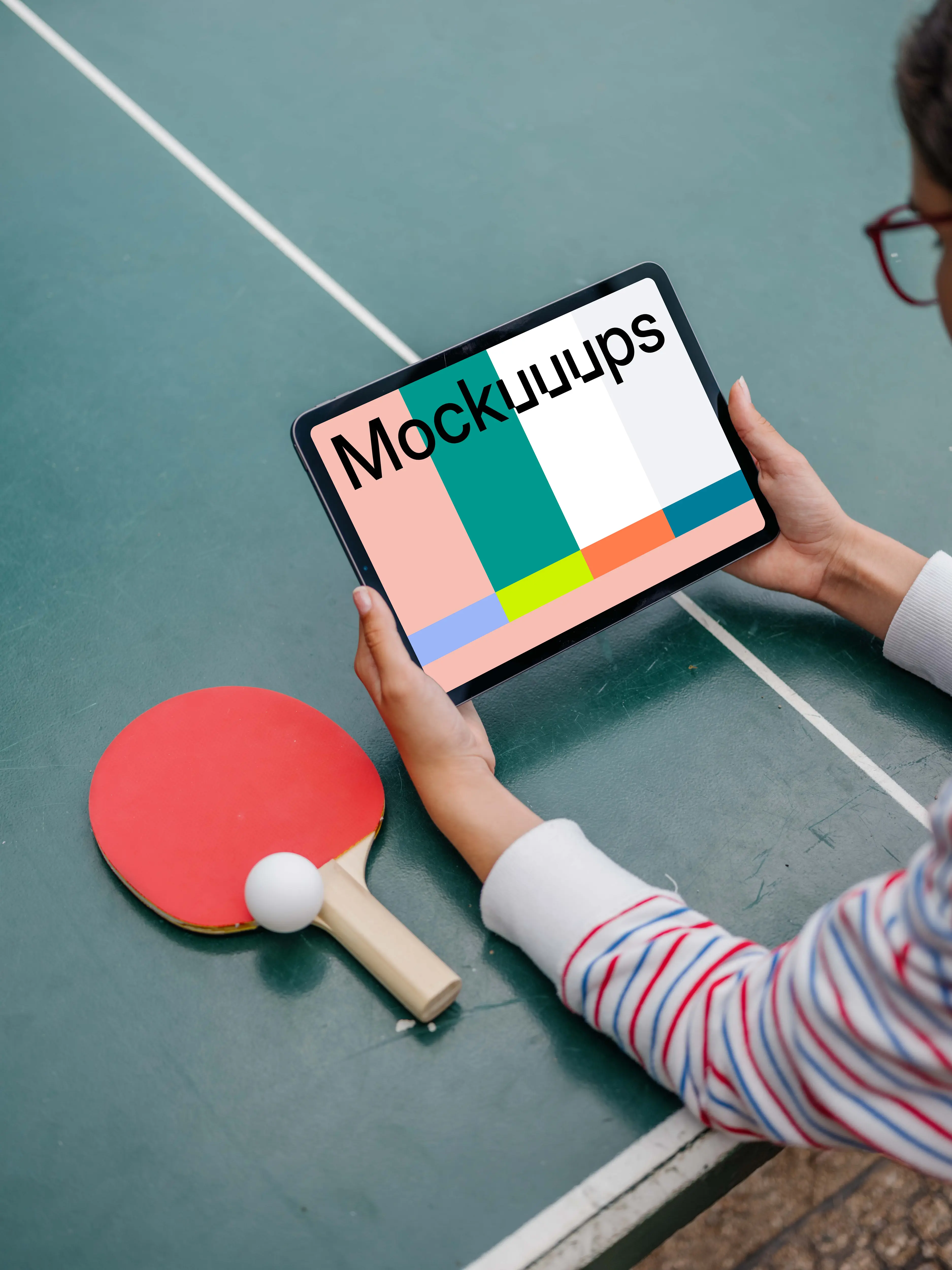 Woman hands holding a tablet mockup