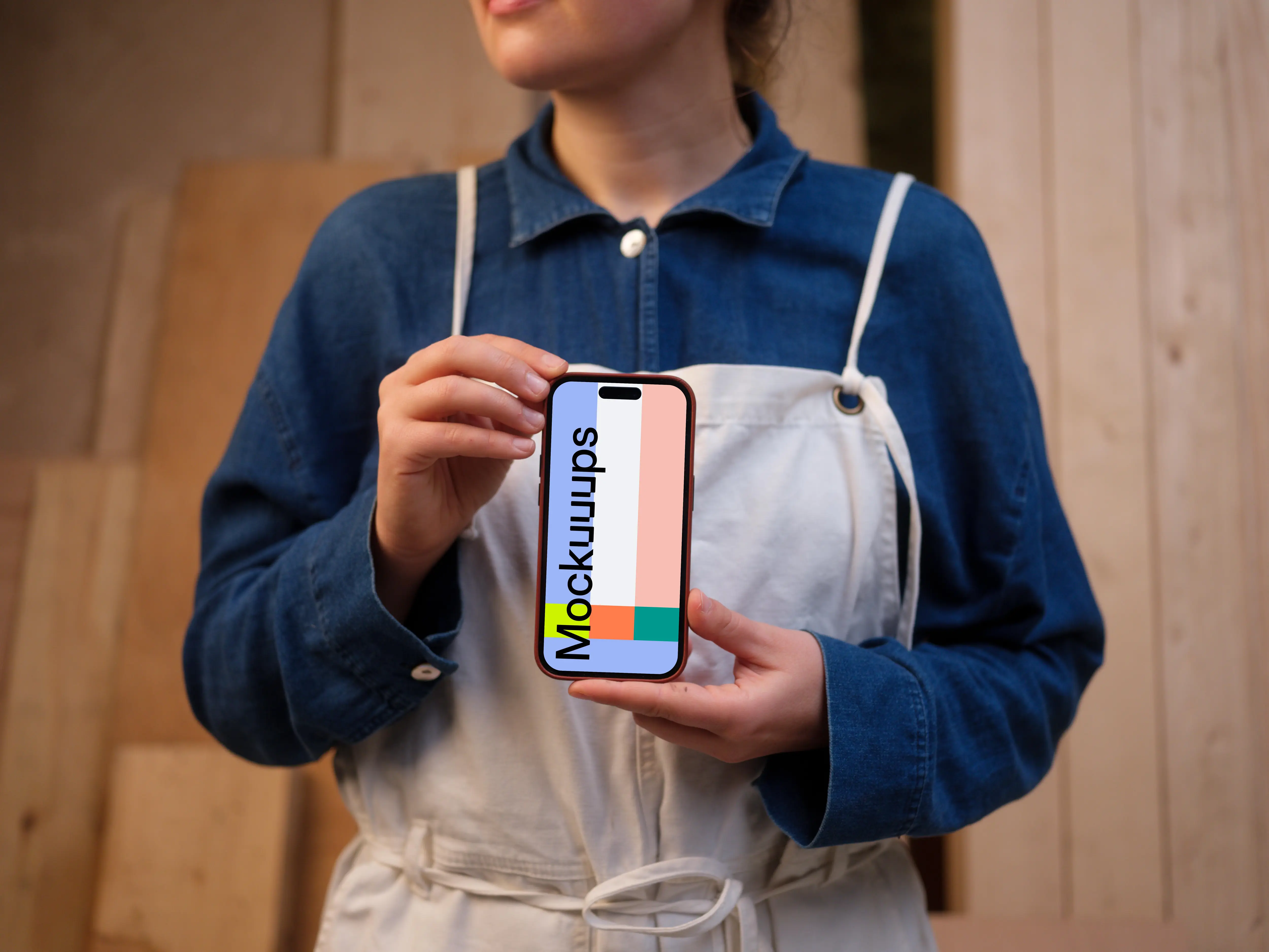 Woman hands holding an iPhone mockup