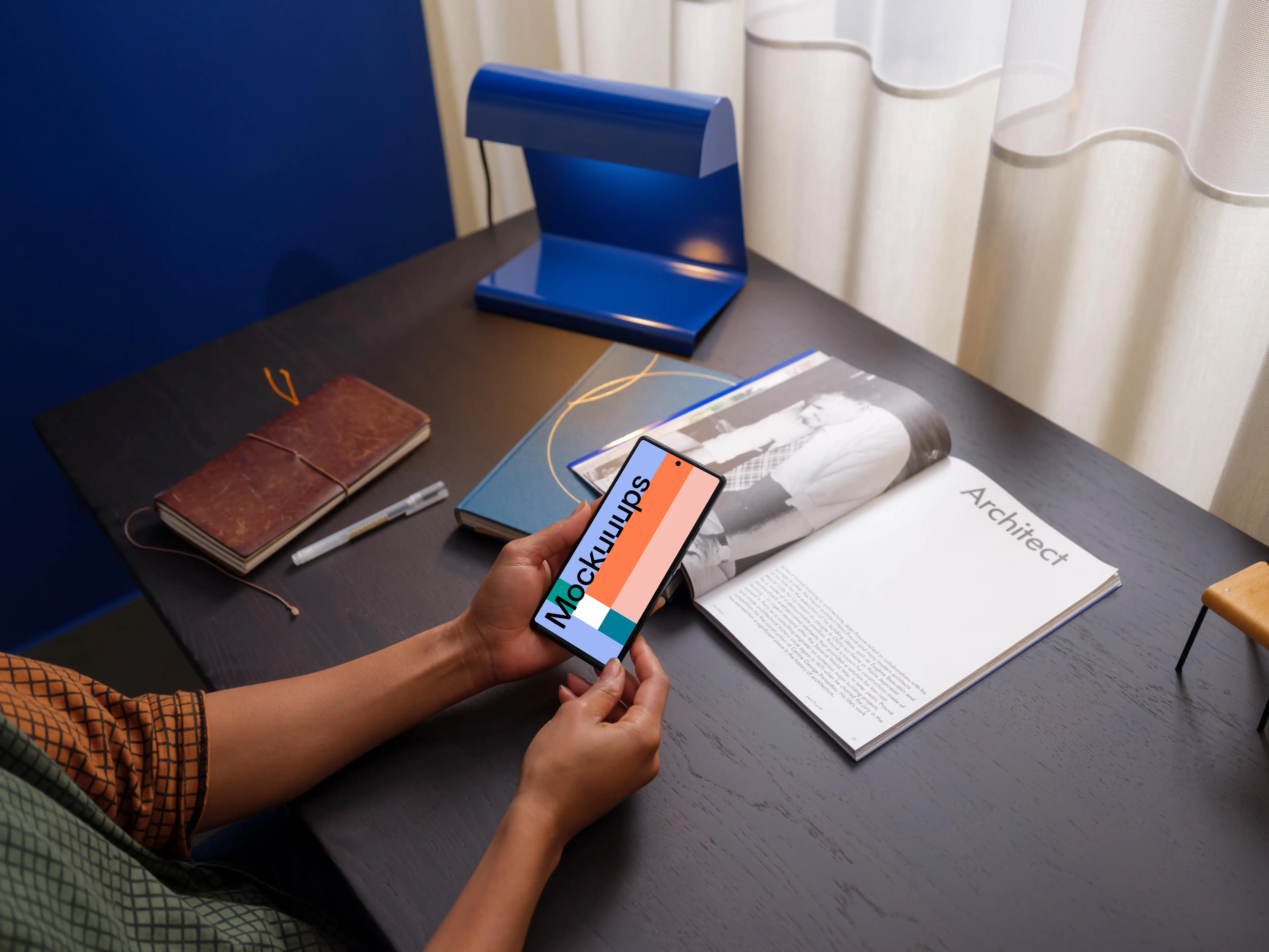 Woman holding a Google Pixel 6 mockup