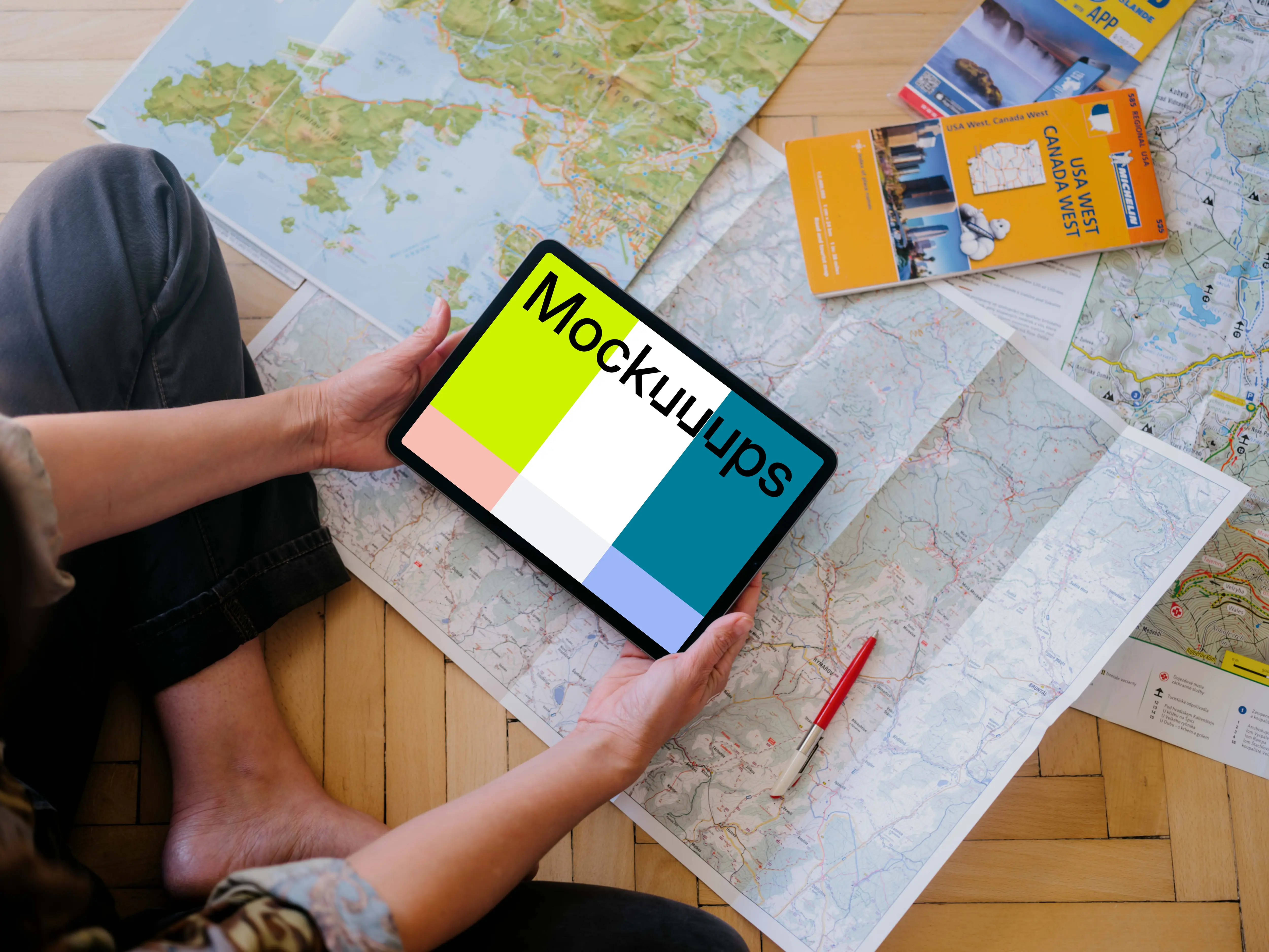 Woman reading on an iPad Air mockup