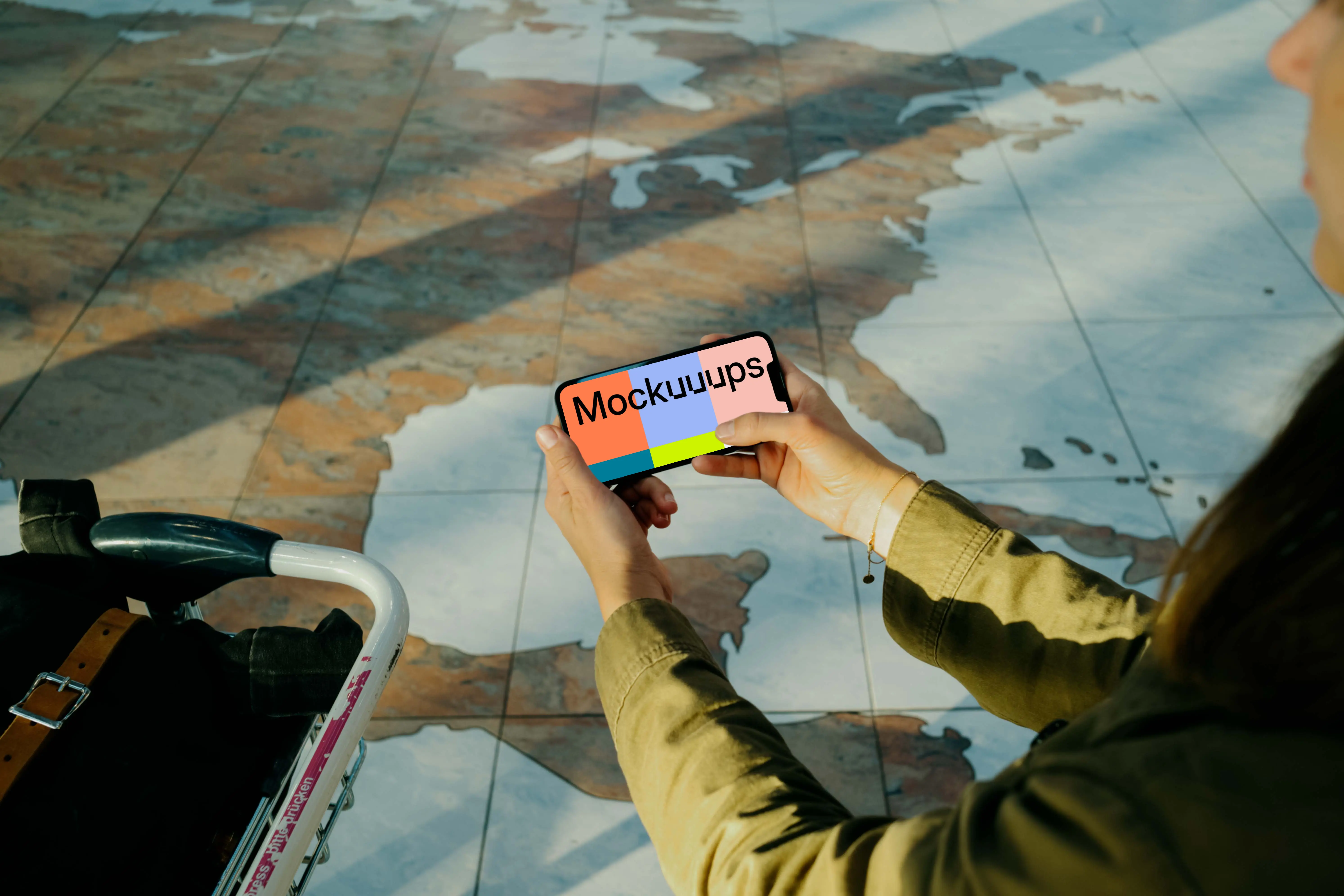 Woman scrolling on an iPhone mockup