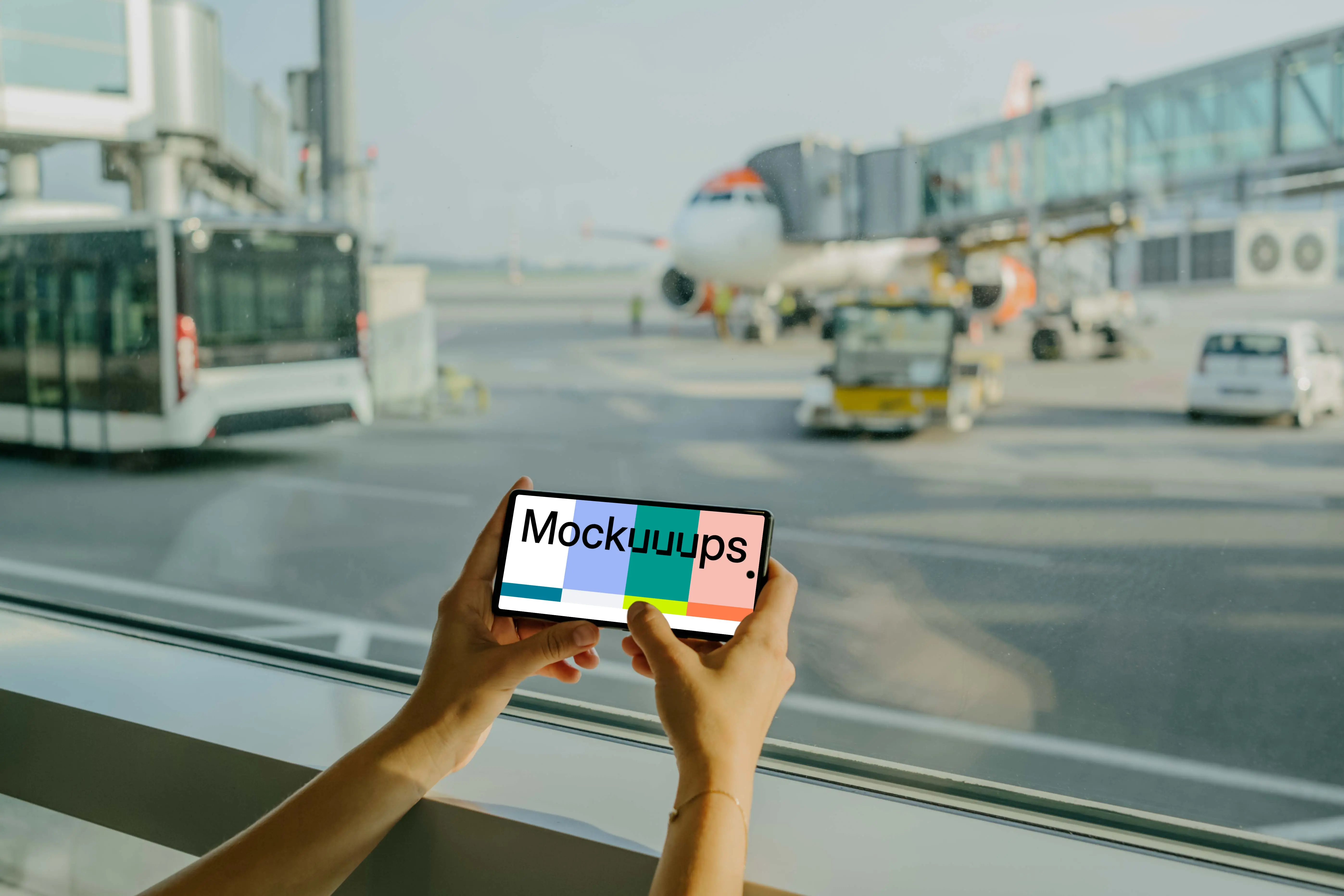Woman typing on a Google Pixel mockup