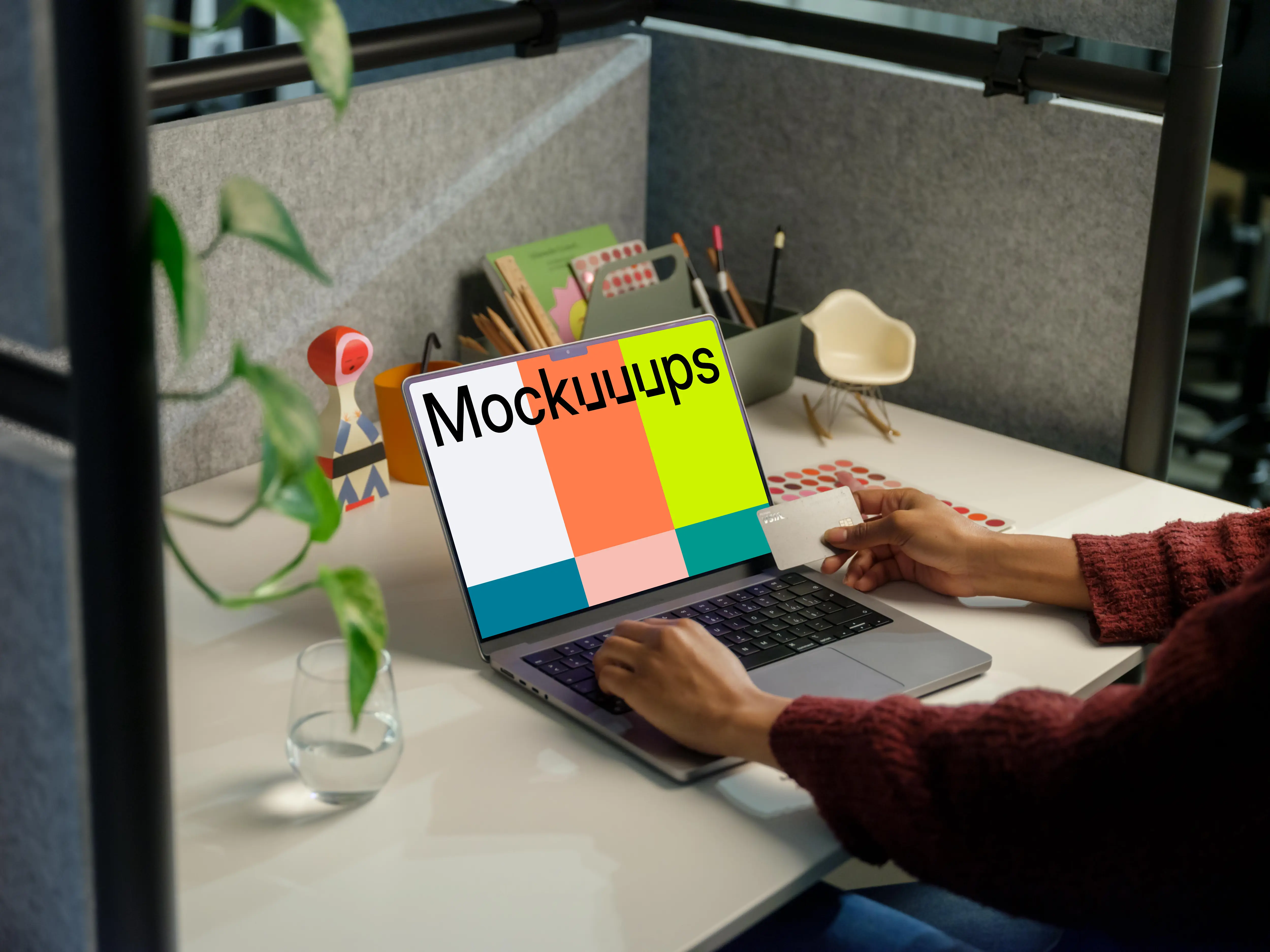 Woman working on a MacBook Pro 14 mockup