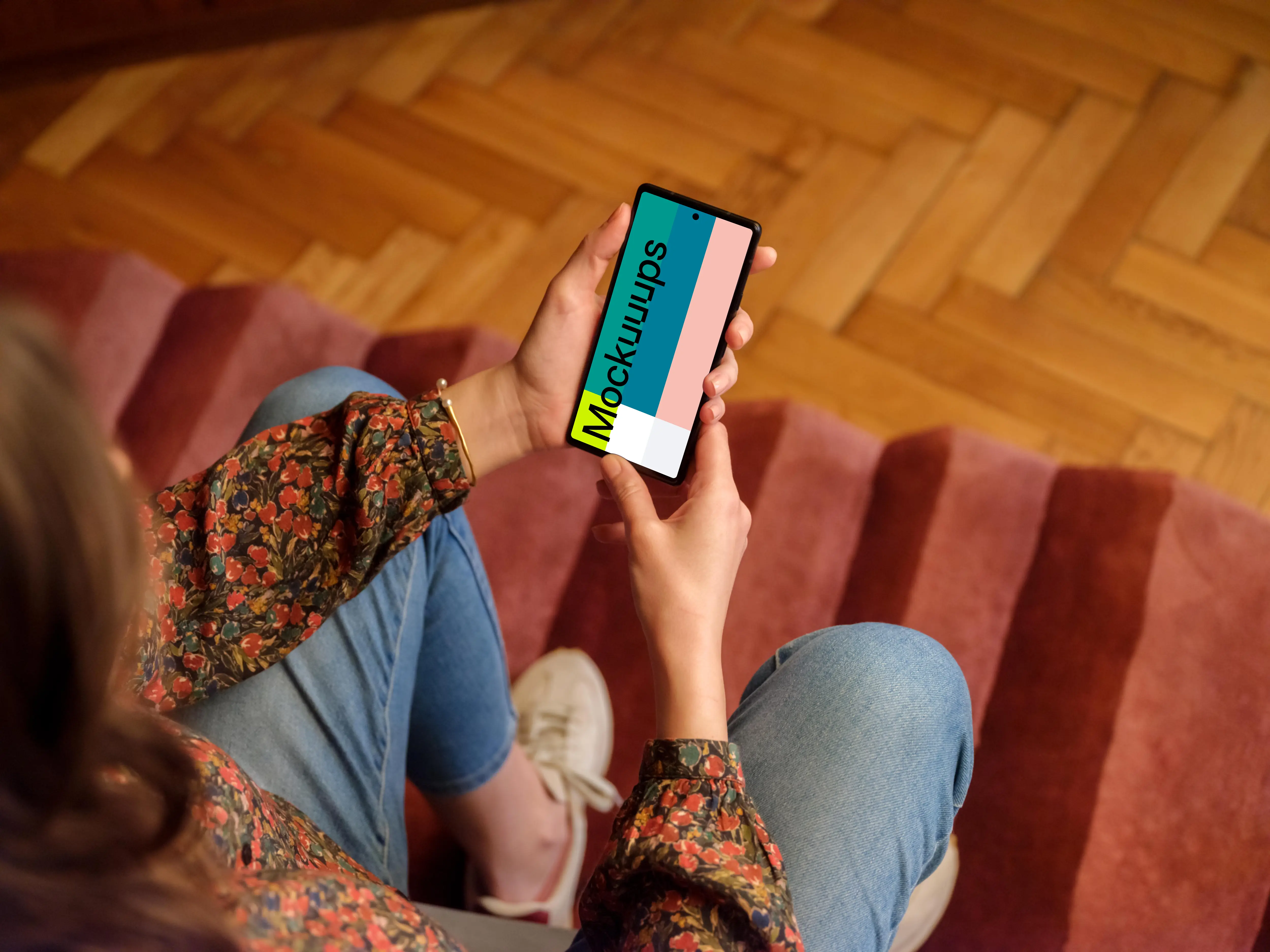 Woman working on a phone in the office