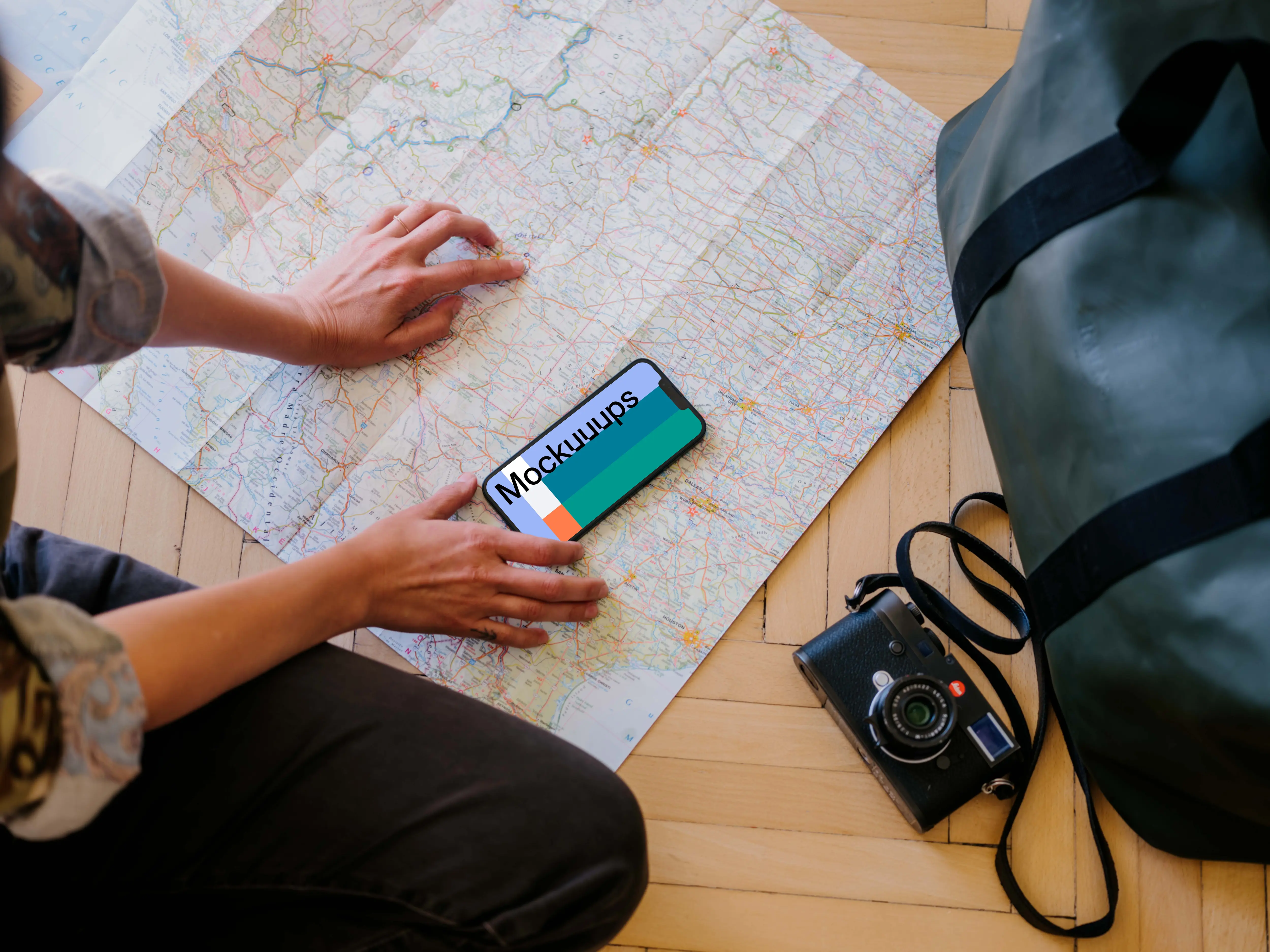 Woman working on an iPhone 13 mockup