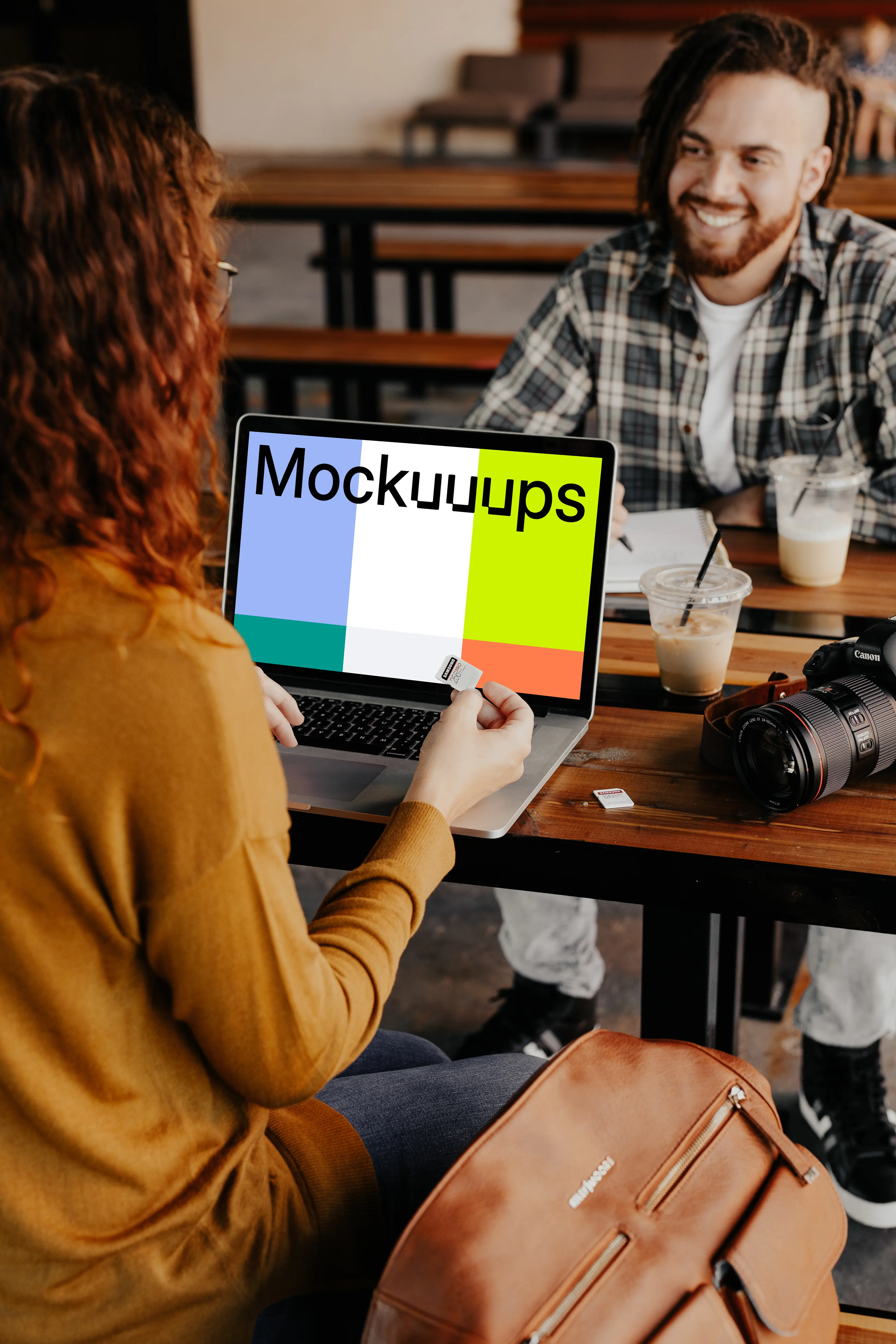 Woman working on MacBook Pro mockup