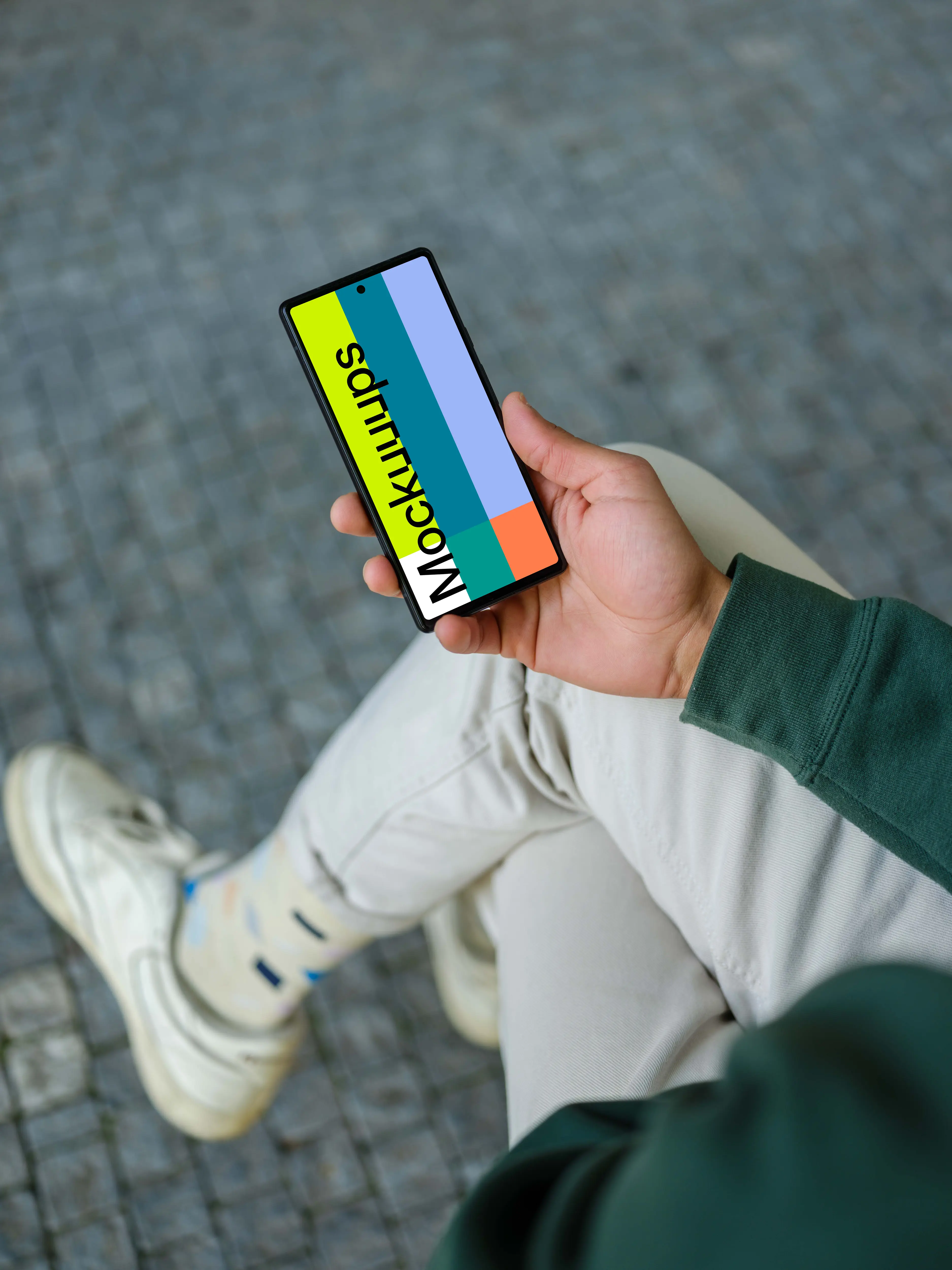 Young man reading on Google Pixel 6 mockup