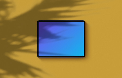 iPad Pro mockup on yellow background (Landscape - Shadow 2)