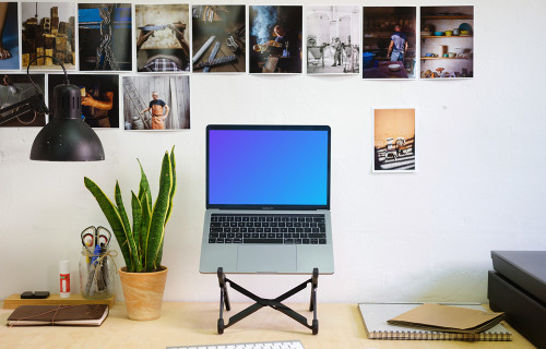 Macbook Pro mockup on a desk stand