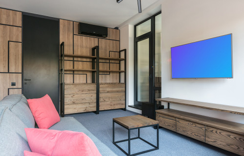 Smart television mockup in a modern living room