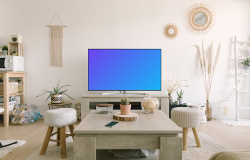 Smart TV mockup in living room