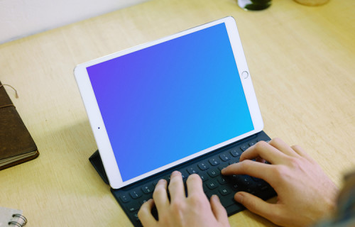 Typing on iPad Pro mockup with keyboard