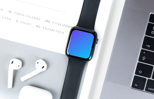 Apple Watch mockup placed on workstation
