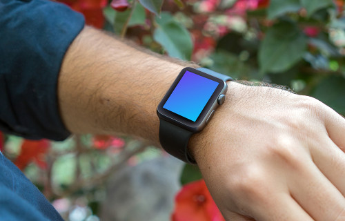 Apple Watch Sport mockup in garden