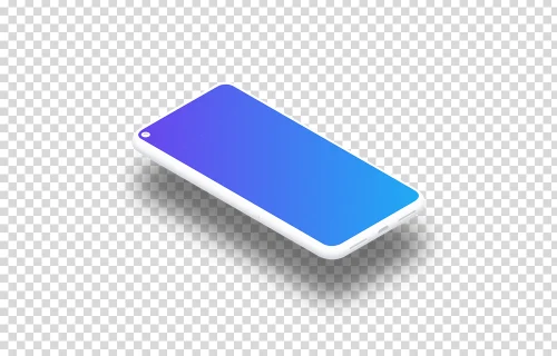 Google Pixel 5 Clay Mockup (Isometric Floor Left - Floating Shadow)