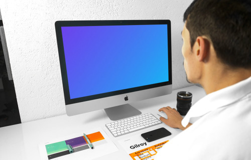 Bright environment with iMac mockup