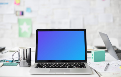 Bright mockup scene with Macbook Pro