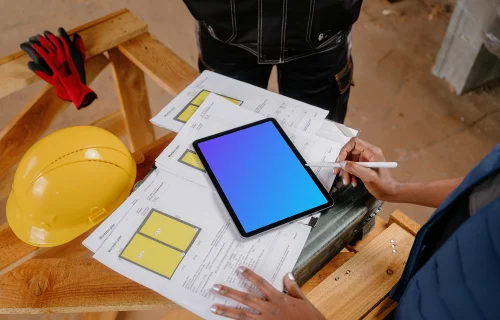 Female working on the iPad Air mockup